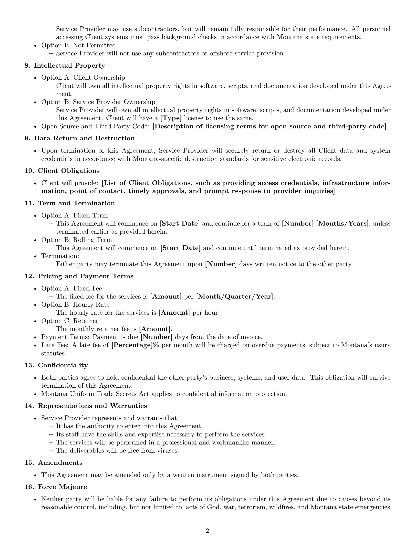 Preview page 2 of Free Montana IT service contract template
