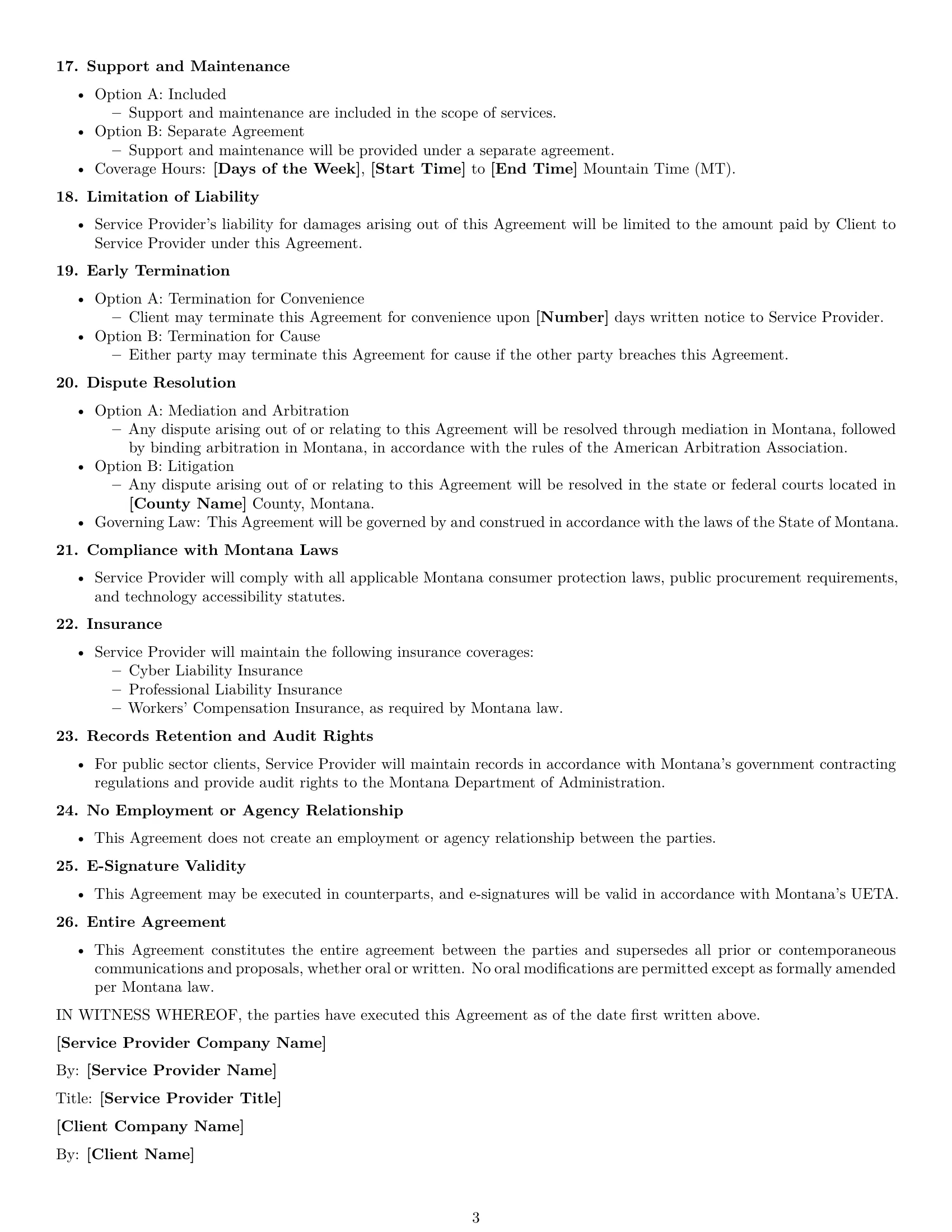 Preview page 3 of Free Montana IT service contract template