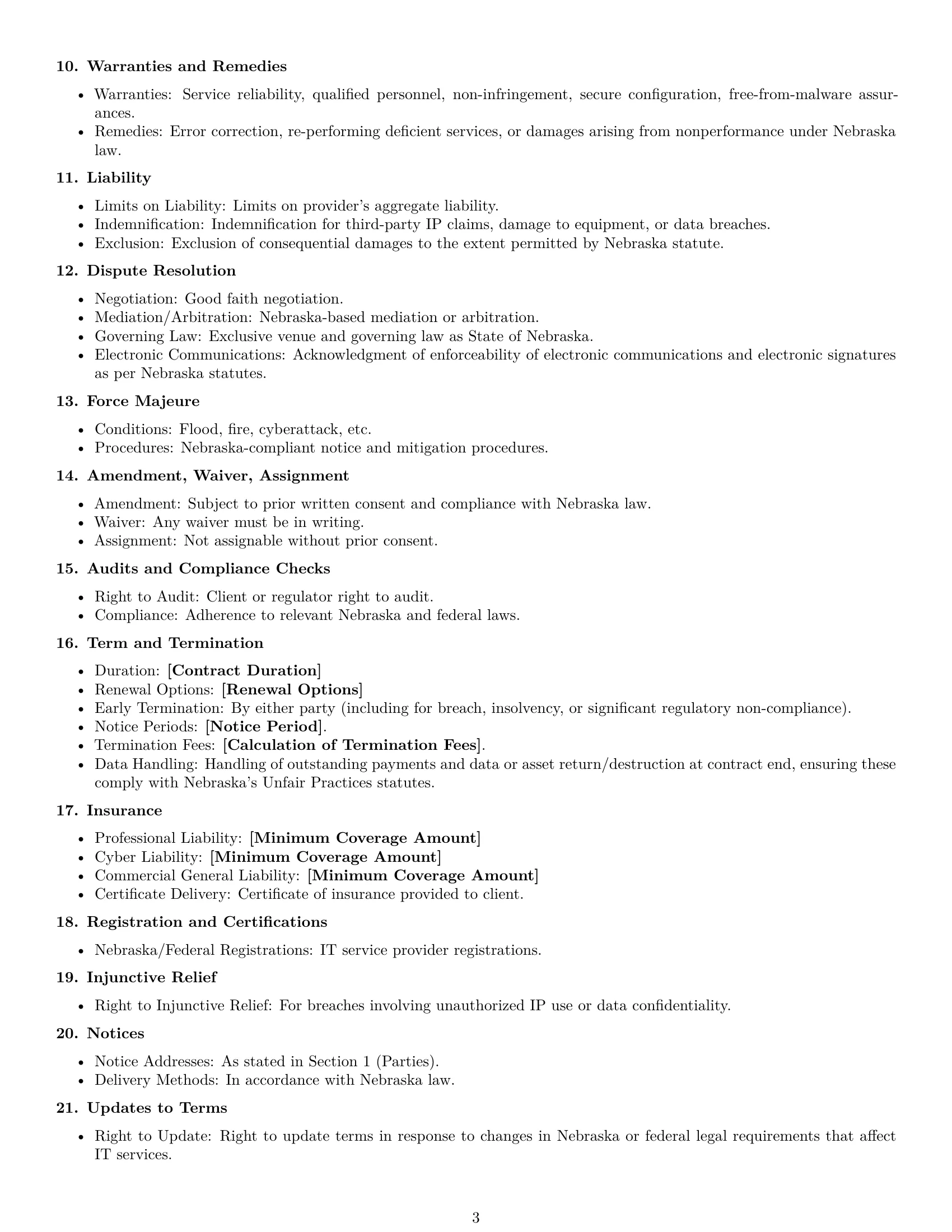 Preview page 3 of Free Nebraska IT service contract template
