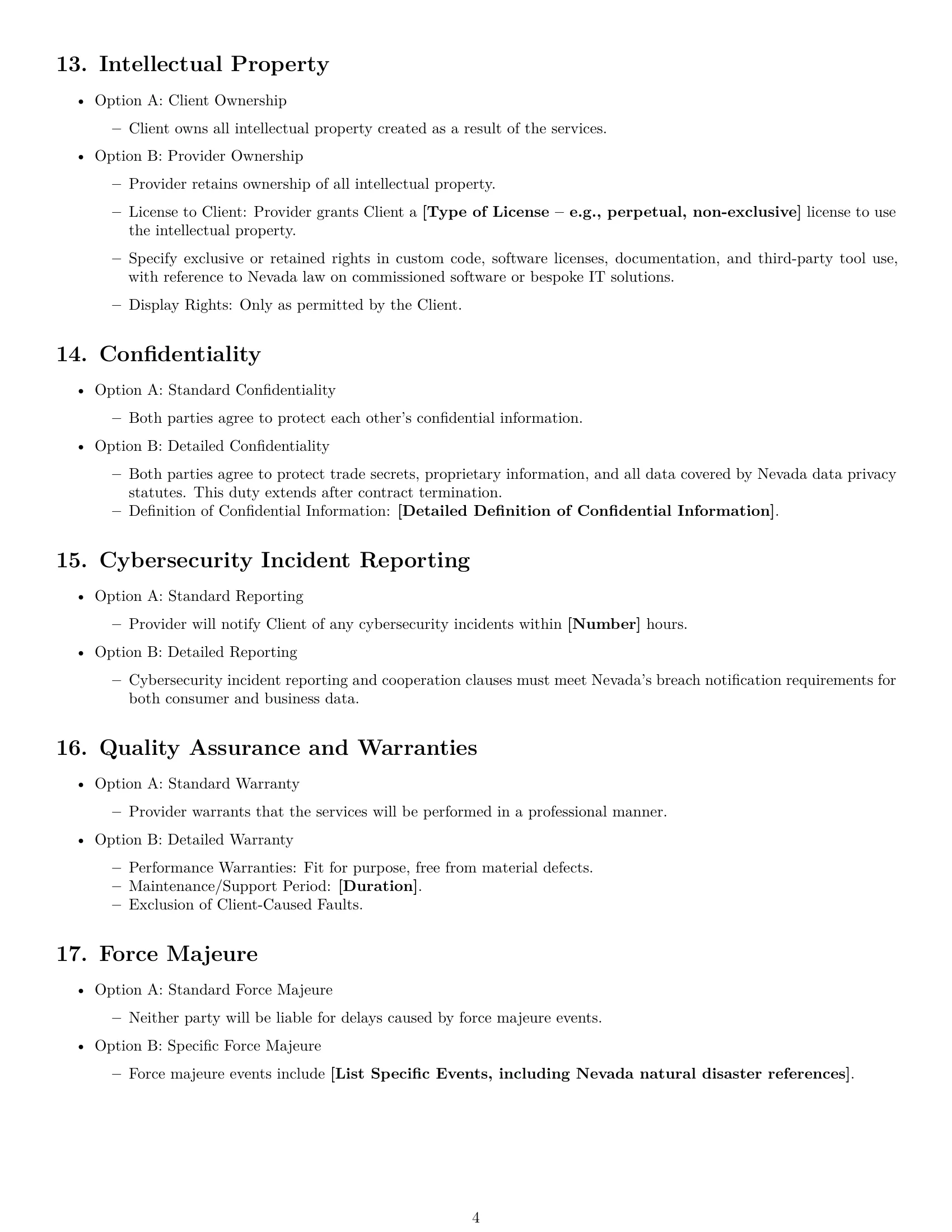 Preview page 4 of Free Nevada IT service contract template