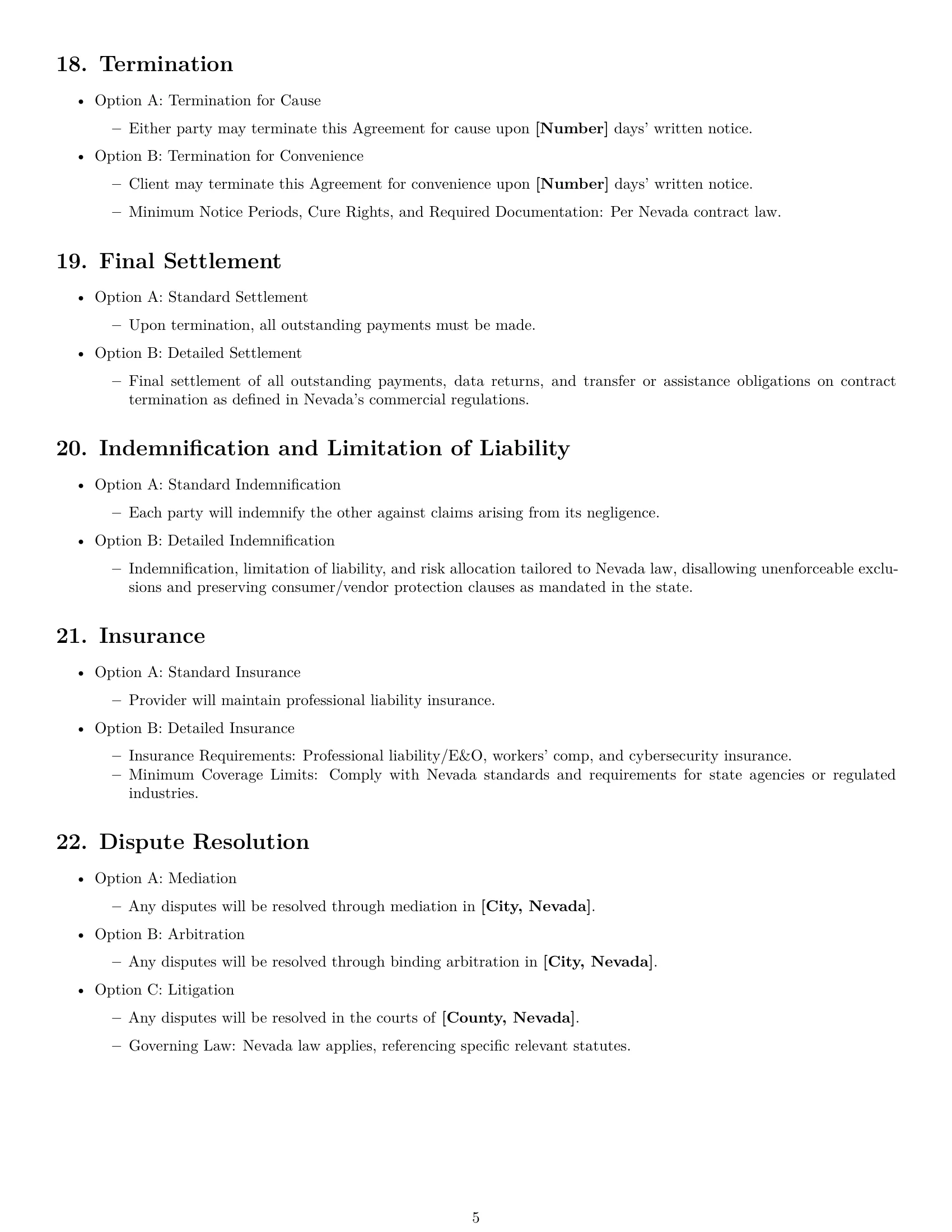Preview page 5 of Free Nevada IT service contract template