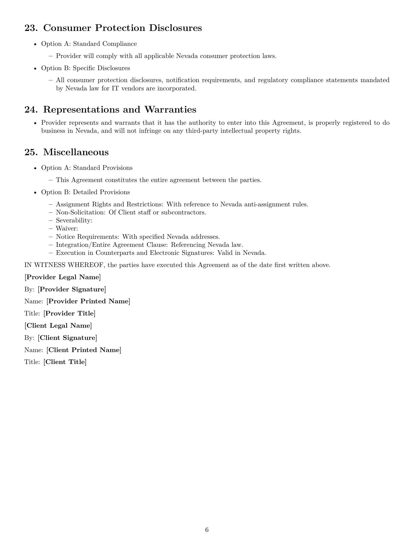 Preview page 6 of Free Nevada IT service contract template