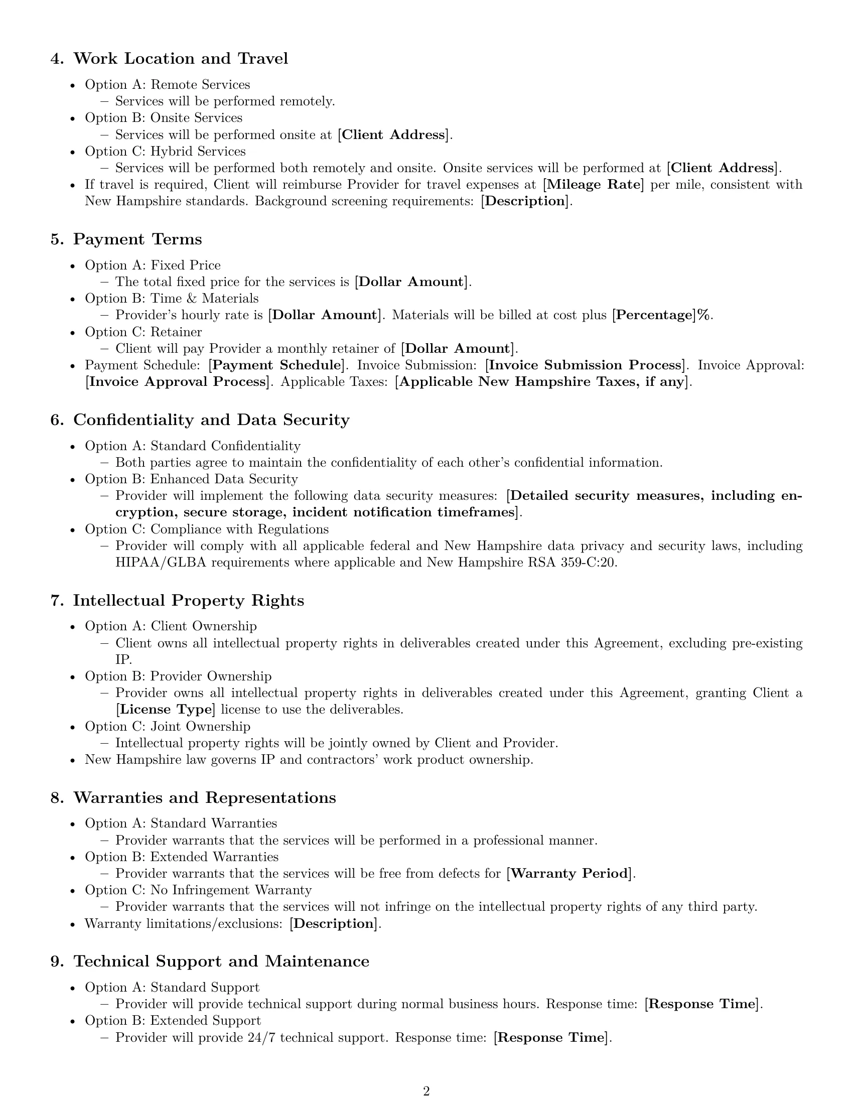 Preview page 2 of Free New Hampshire IT service contract template