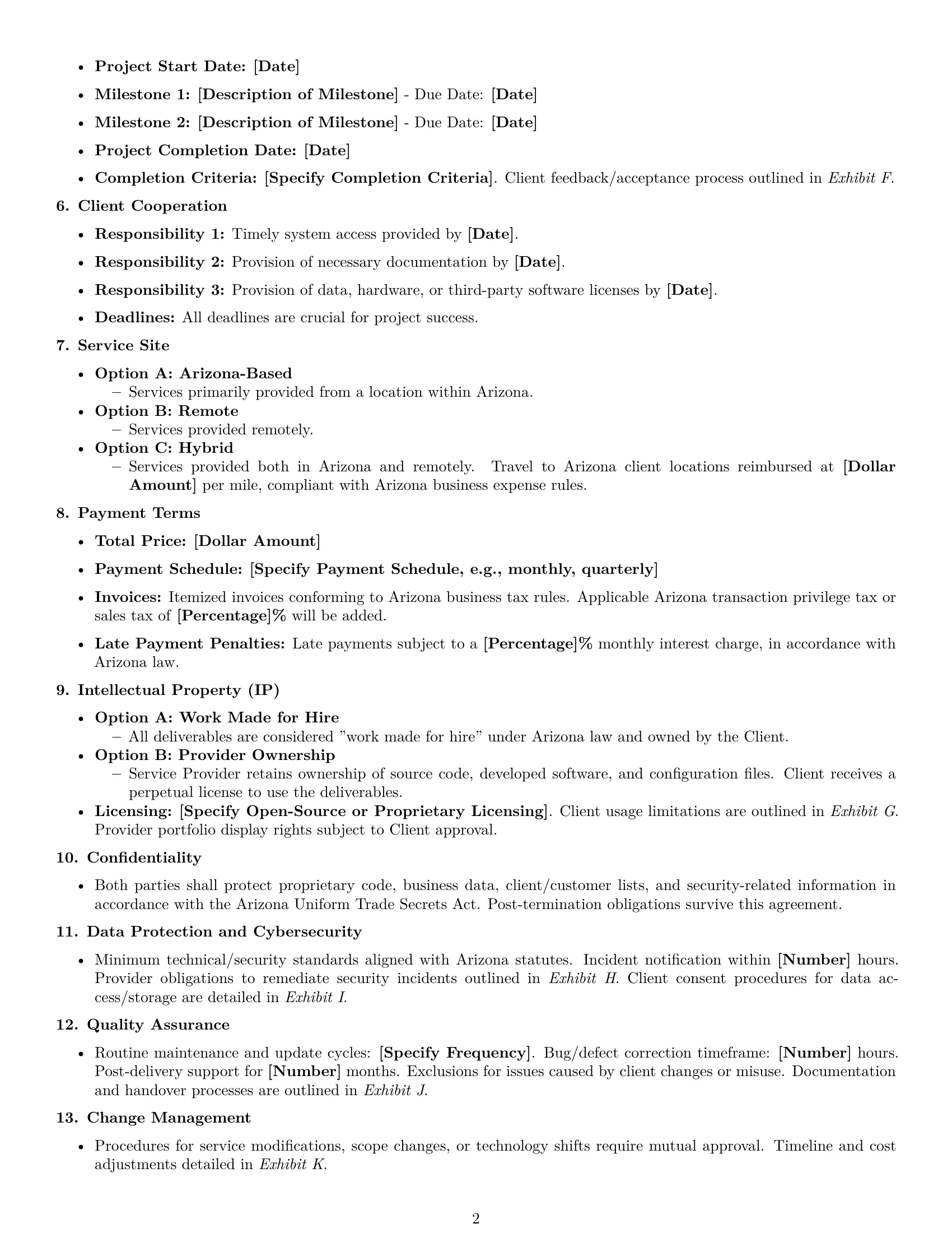 Preview page 2 of Free Arizona IT service contract template