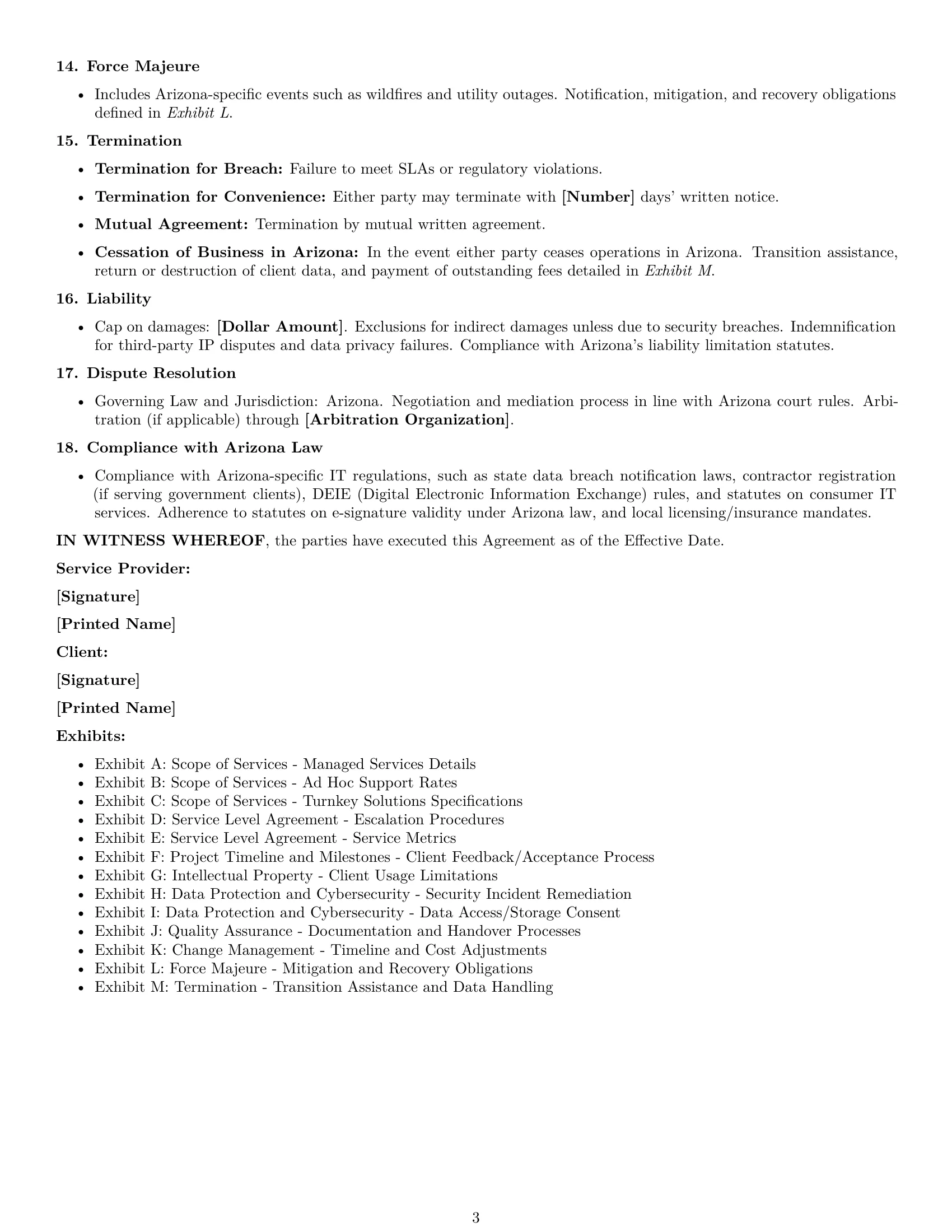 Preview page 3 of Free Arizona IT service contract template