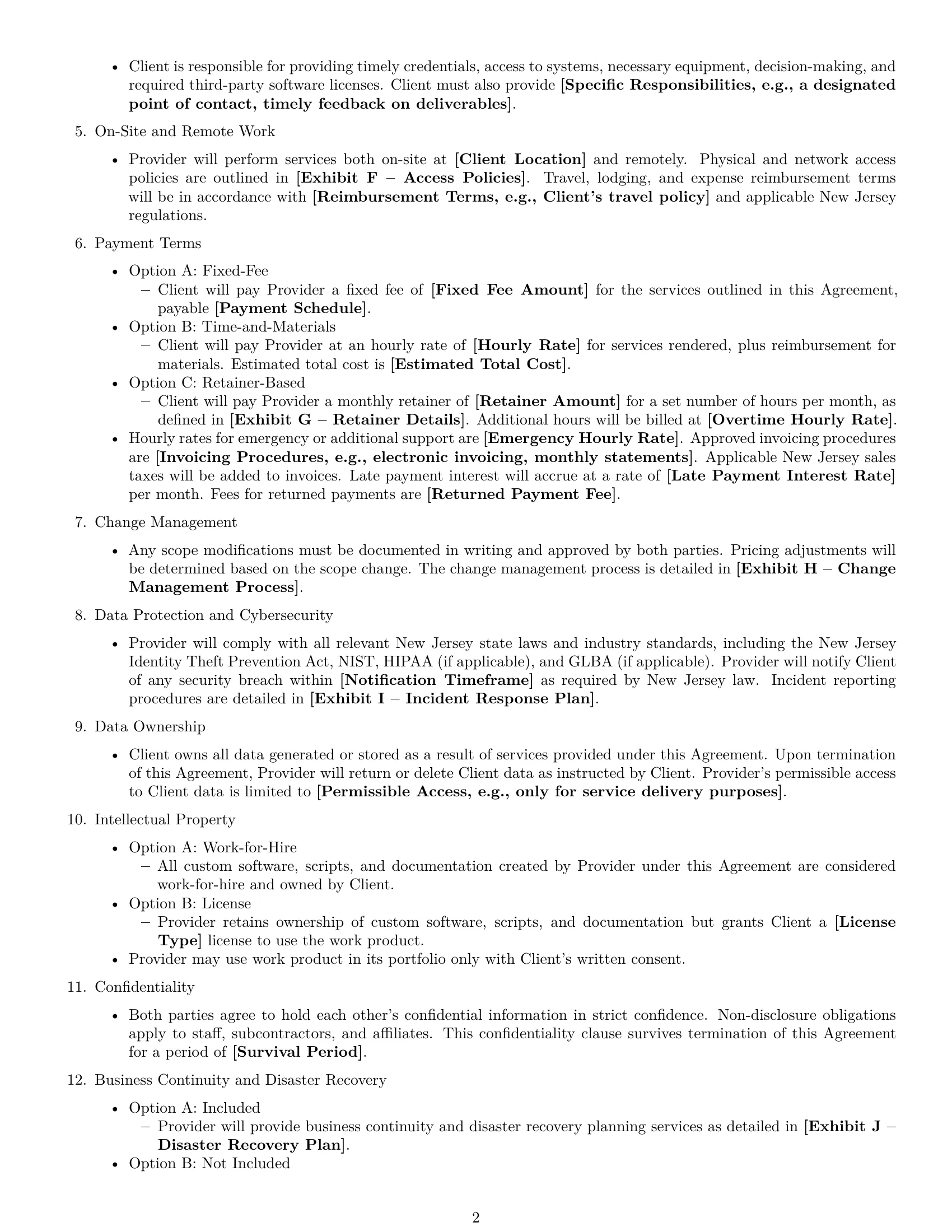Preview page 2 of Free New Jersey IT service contract template