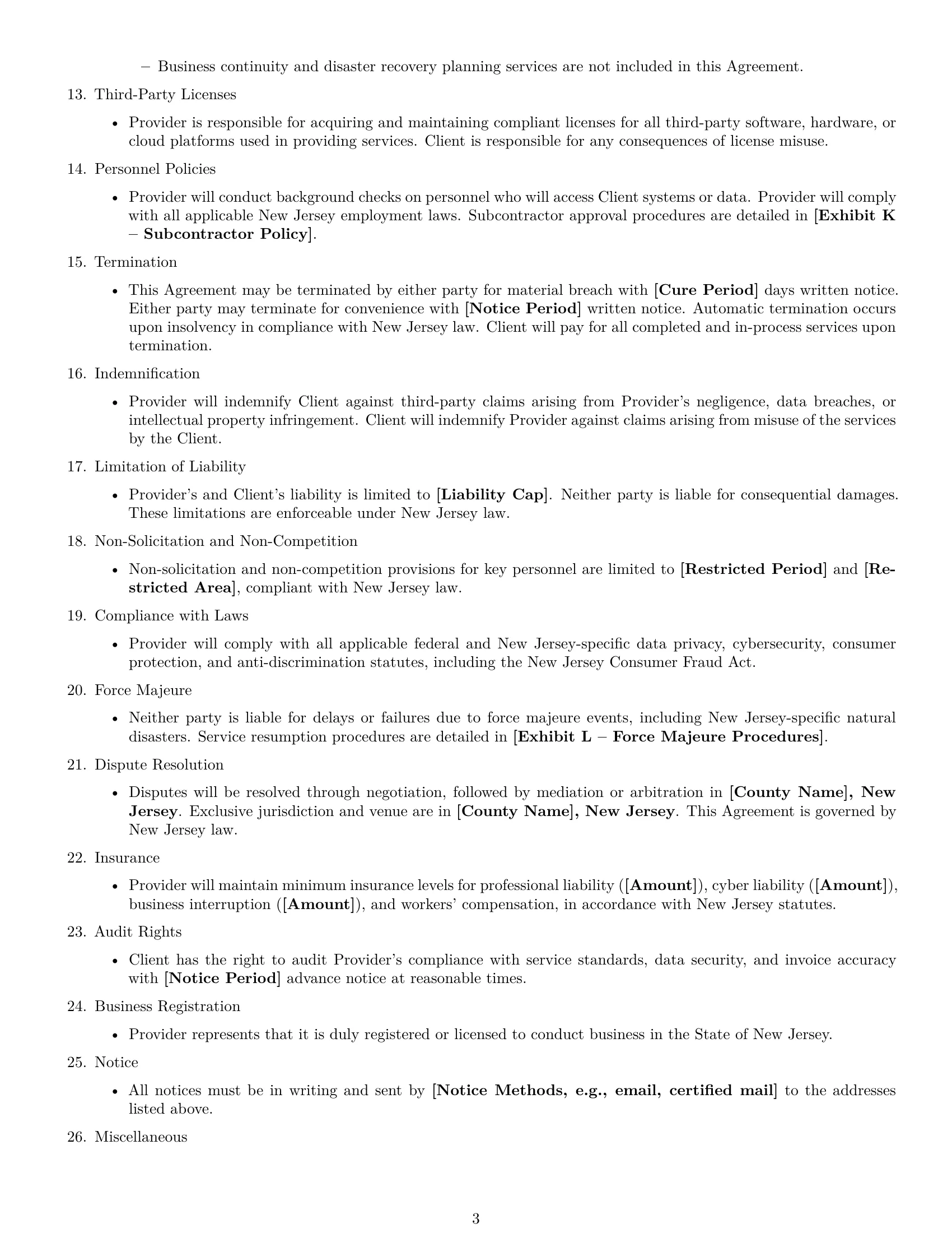 Preview page 3 of Free New Jersey IT service contract template