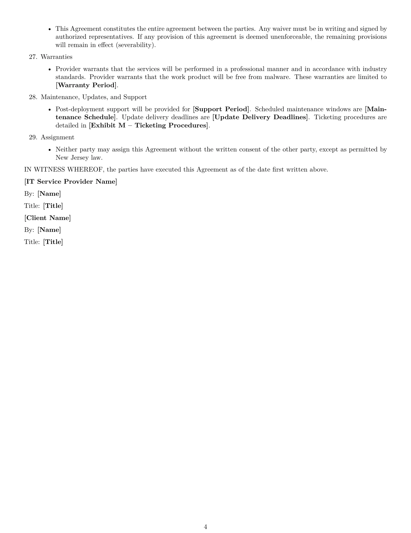 Preview page 4 of Free New Jersey IT service contract template