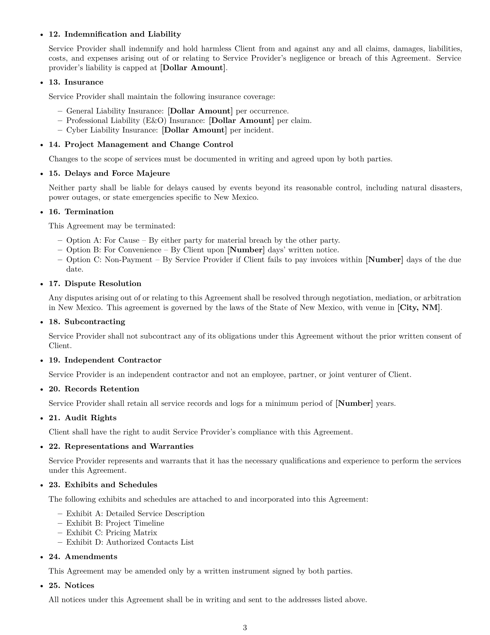 Preview page 3 of Free New Mexico IT service contract template