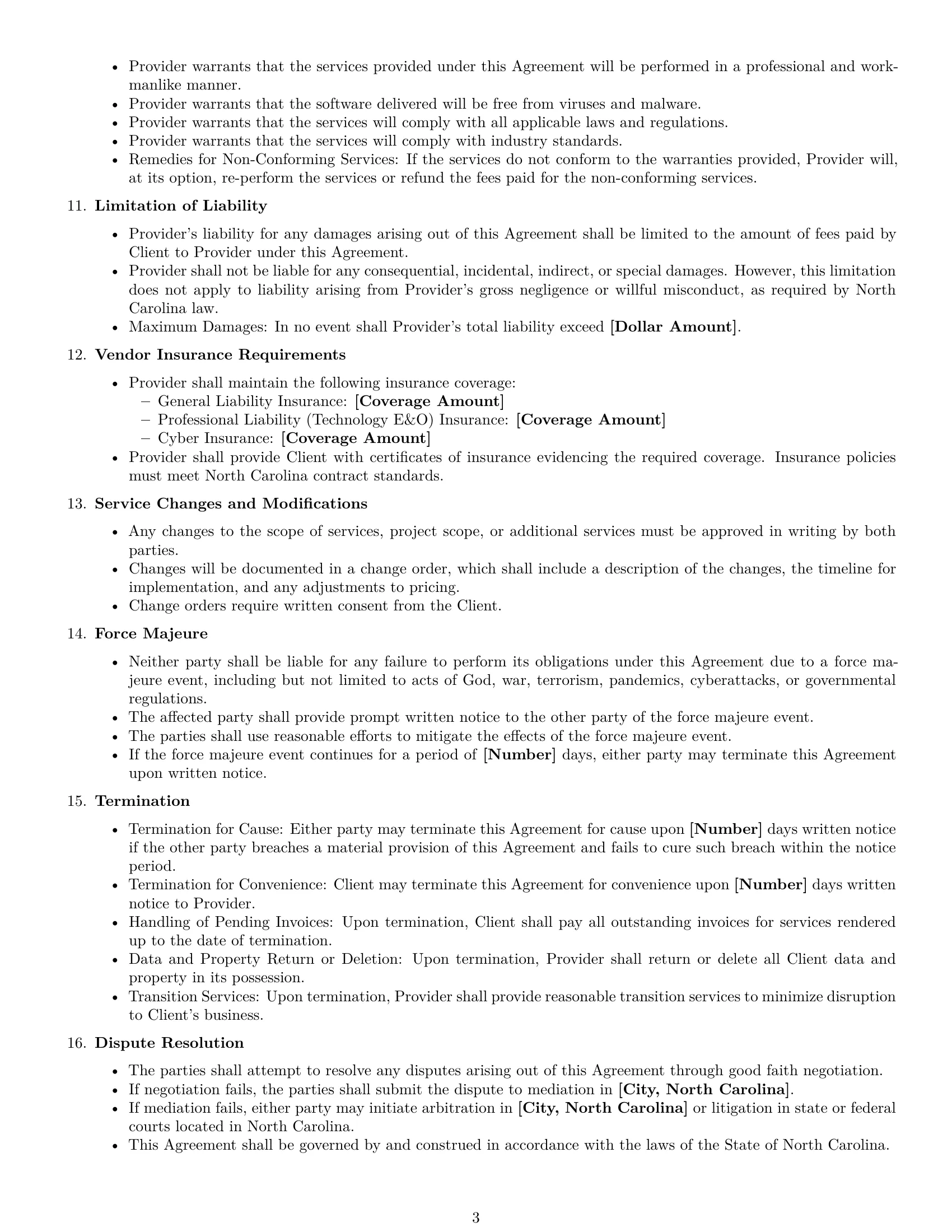 Preview page 3 of Free North Carolina IT service contract template