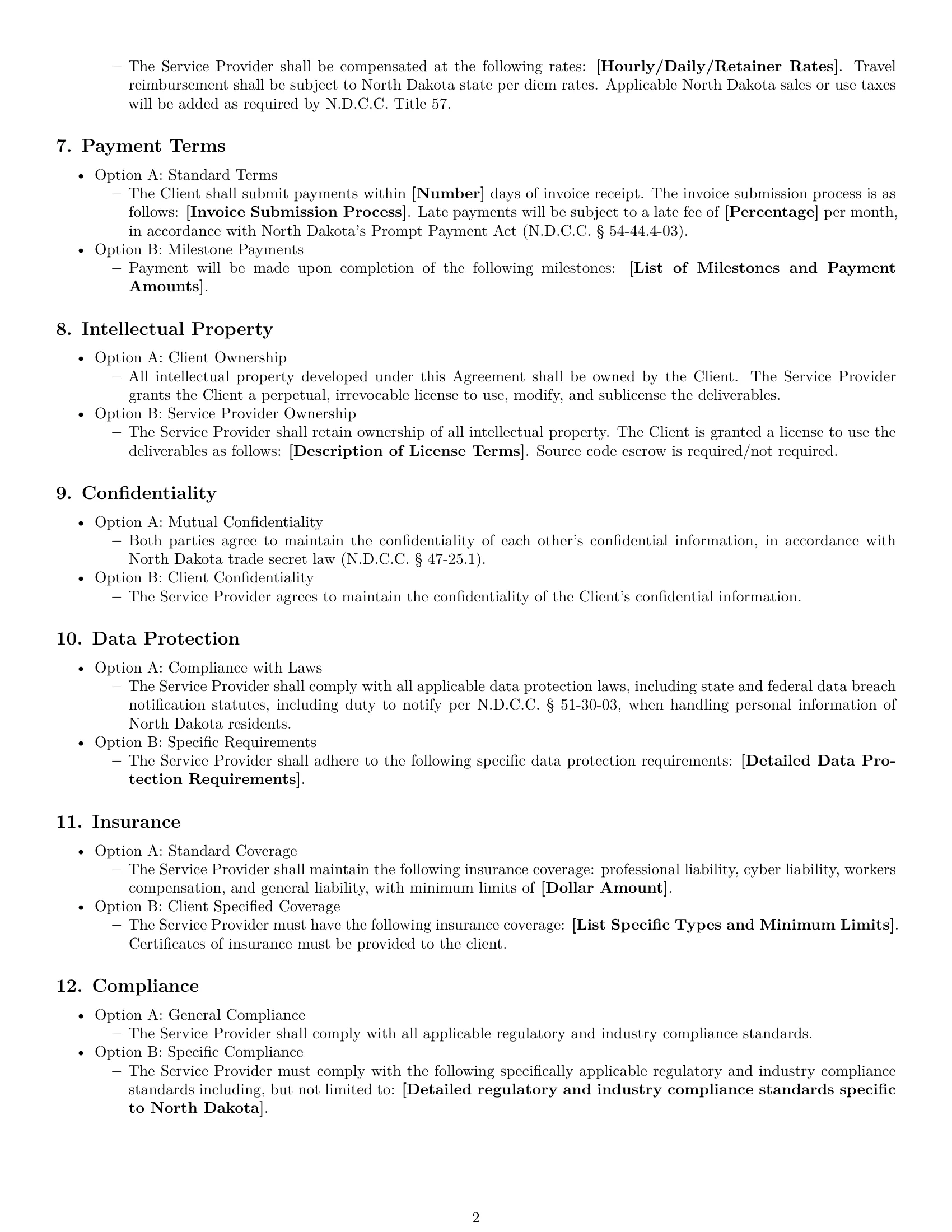 Preview page 2 of Free North Dakota IT service contract template