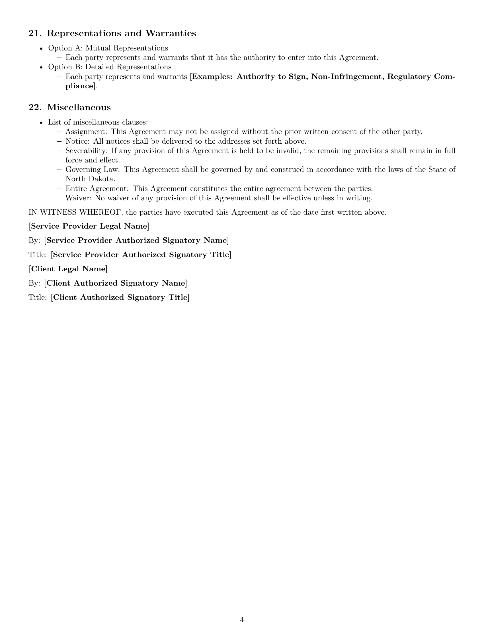 Preview page 4 of Free North Dakota IT service contract template
