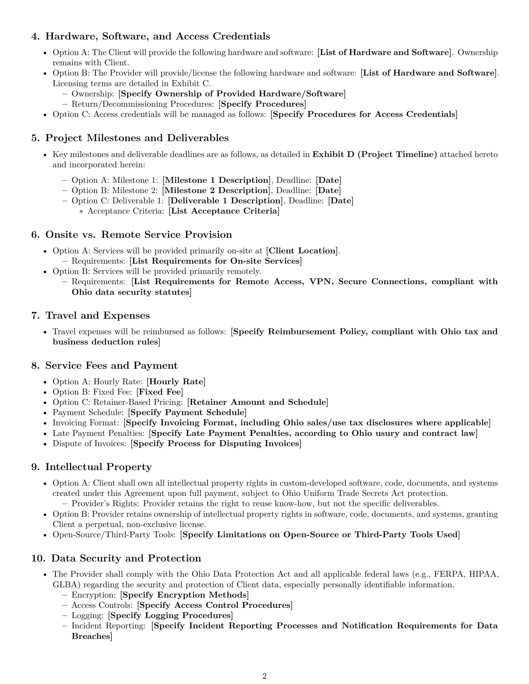 Preview page 2 of Free Ohio IT service contract template