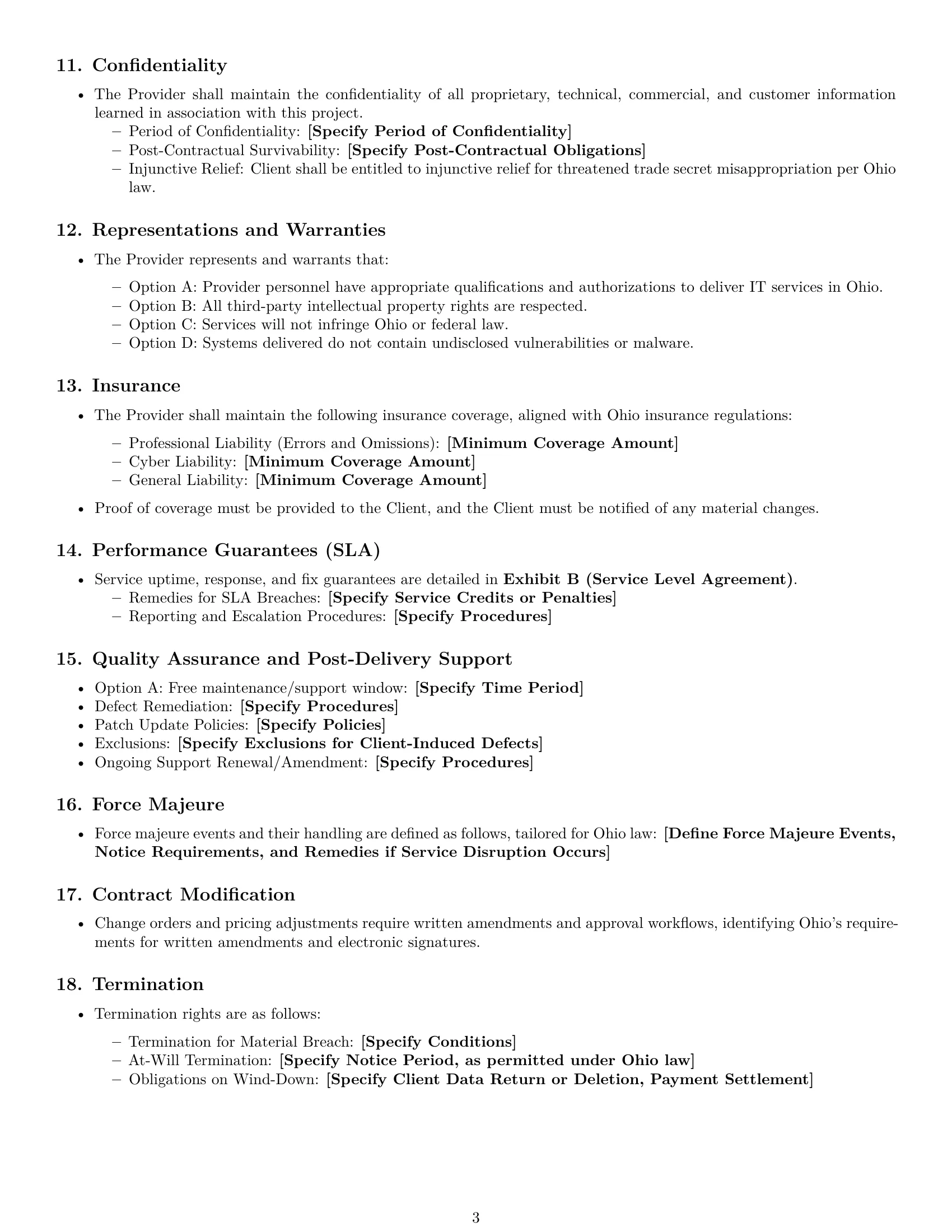 Preview page 3 of Free Ohio IT service contract template