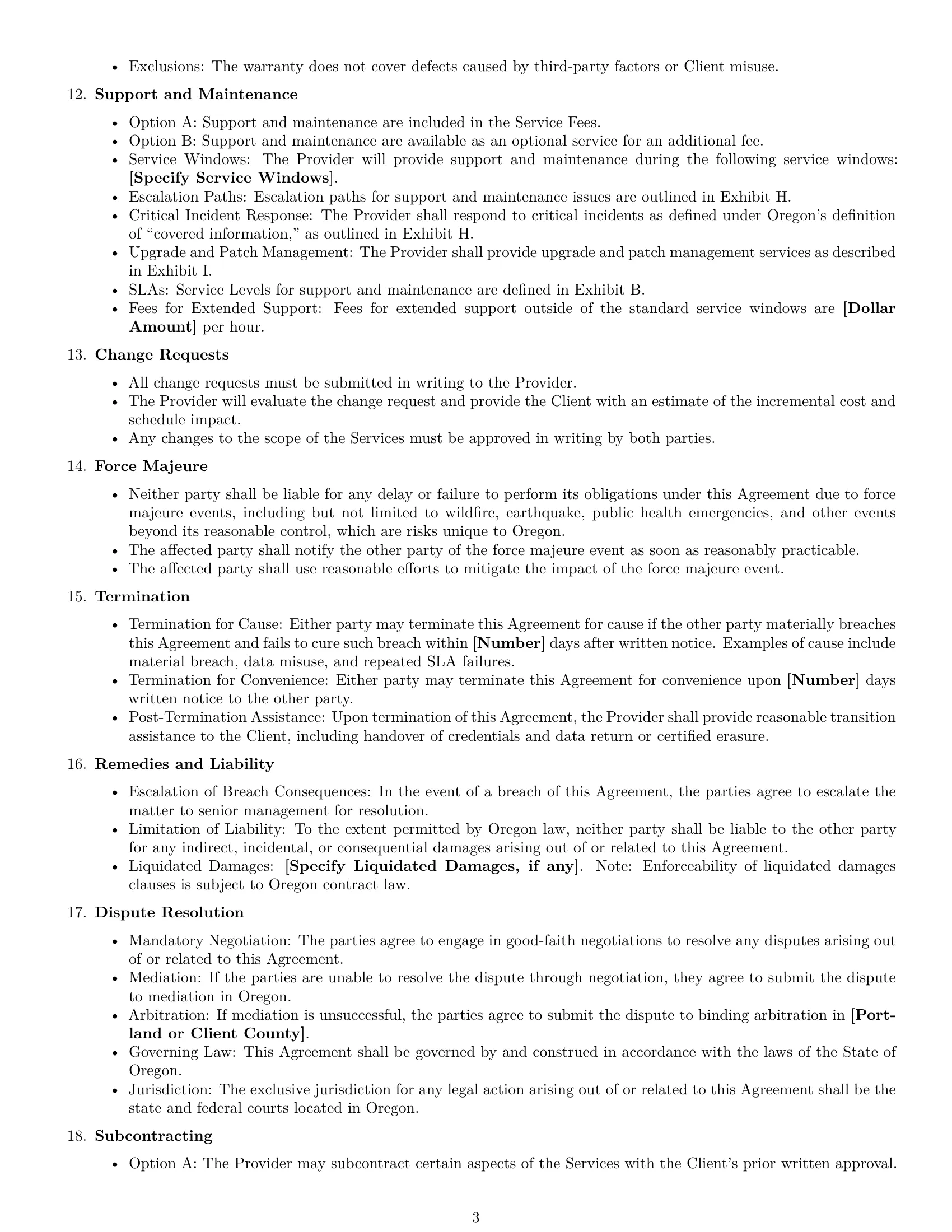 Preview page 3 of Free Oregon IT service contract template