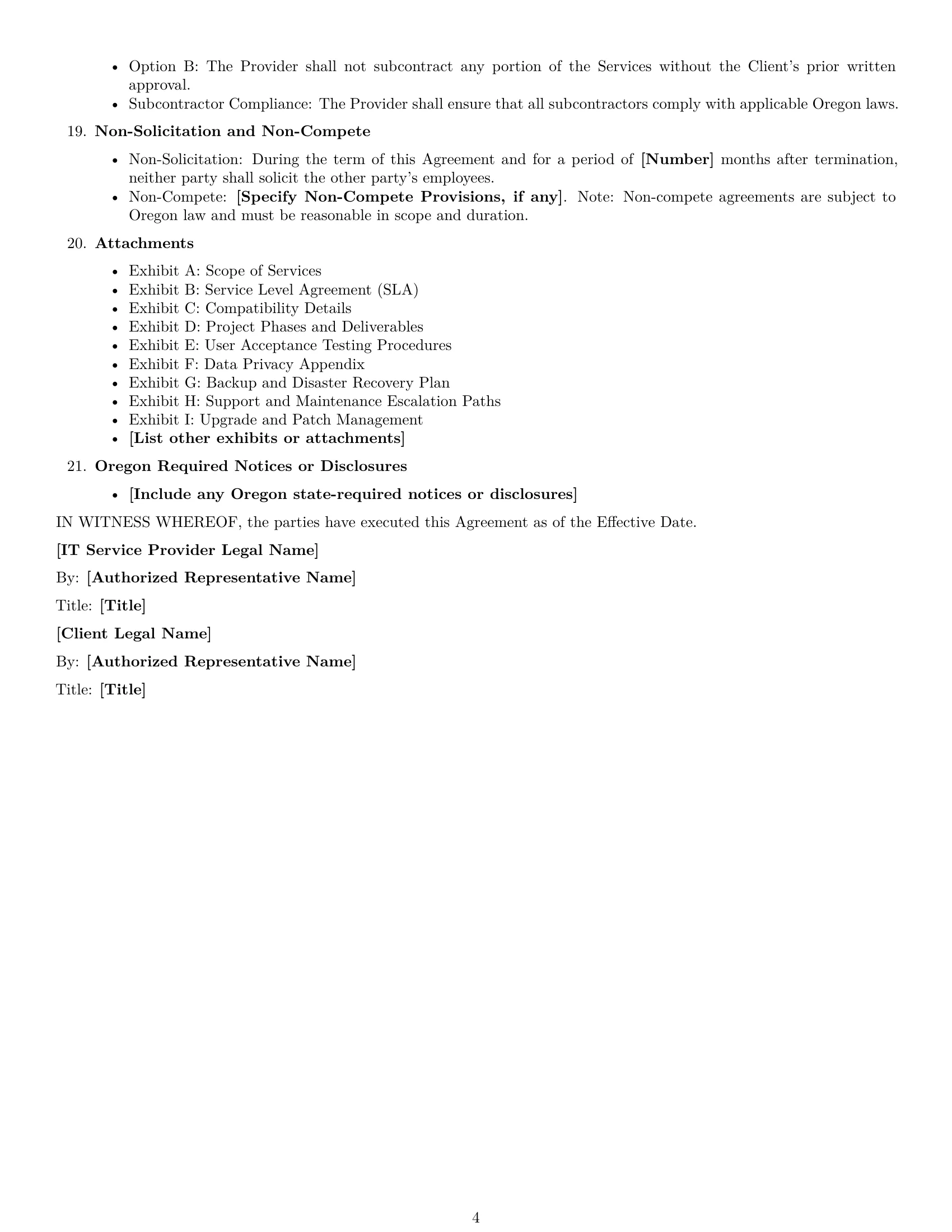 Preview page 4 of Free Oregon IT service contract template