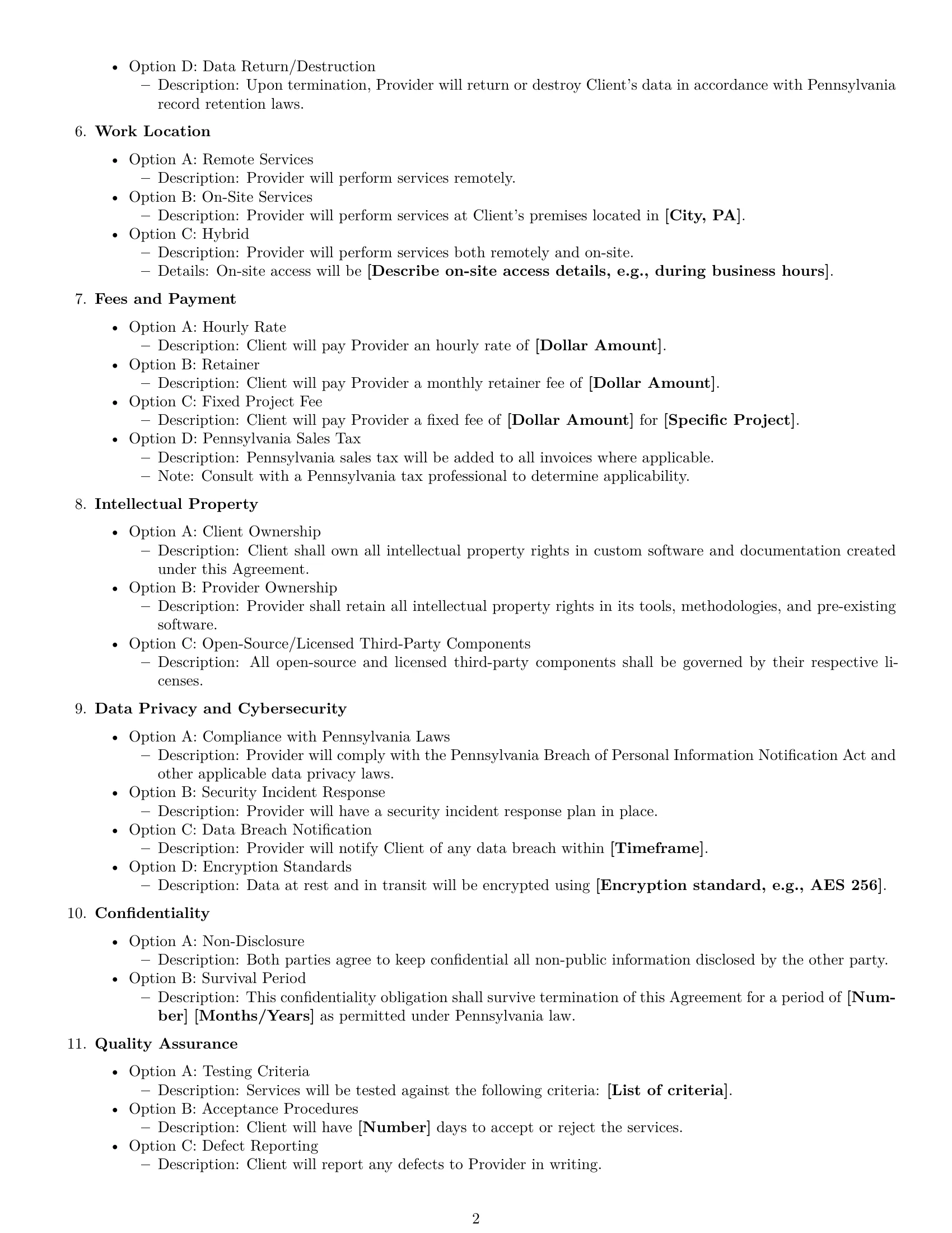 Preview page 2 of Free Pennsylvania IT service contract template