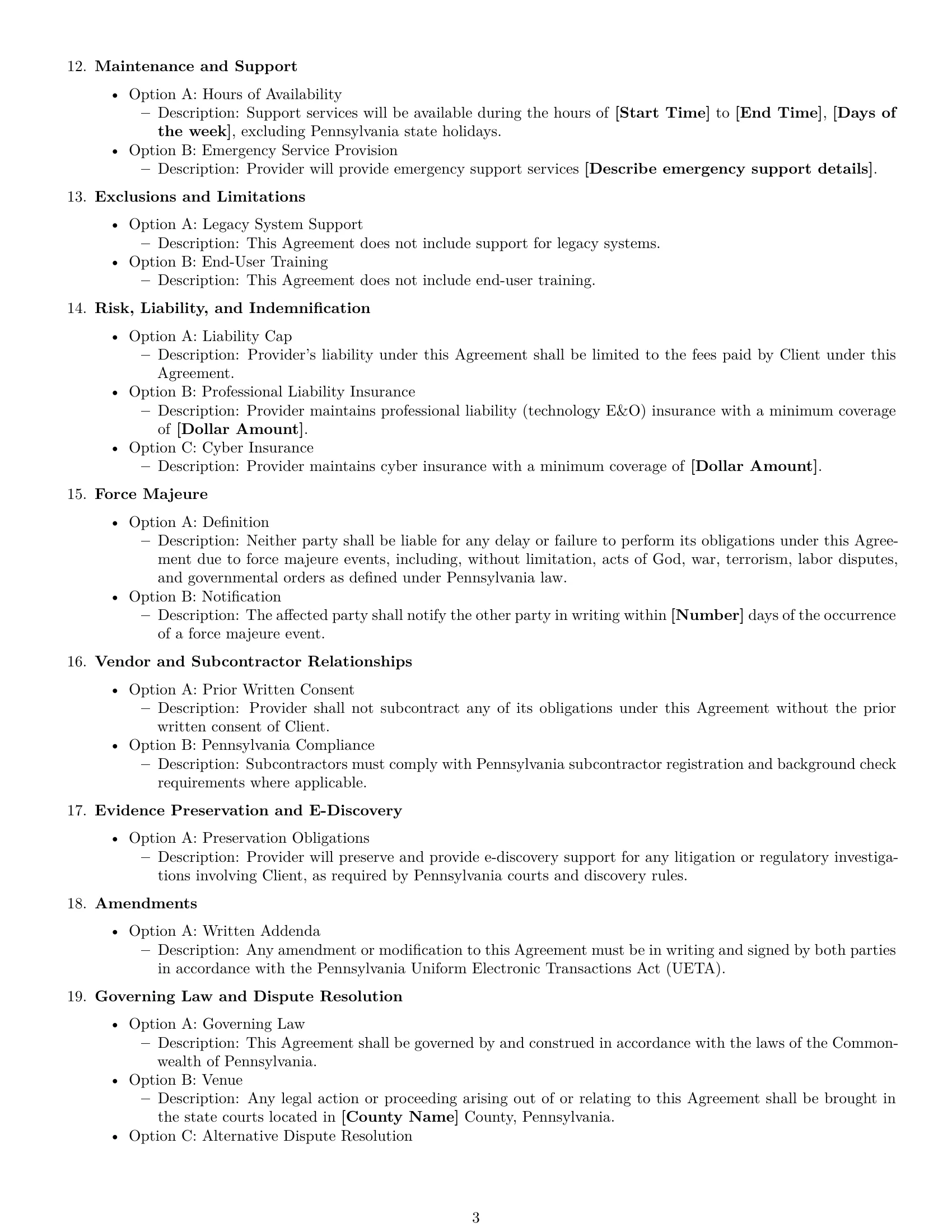 Preview page 3 of Free Pennsylvania IT service contract template
