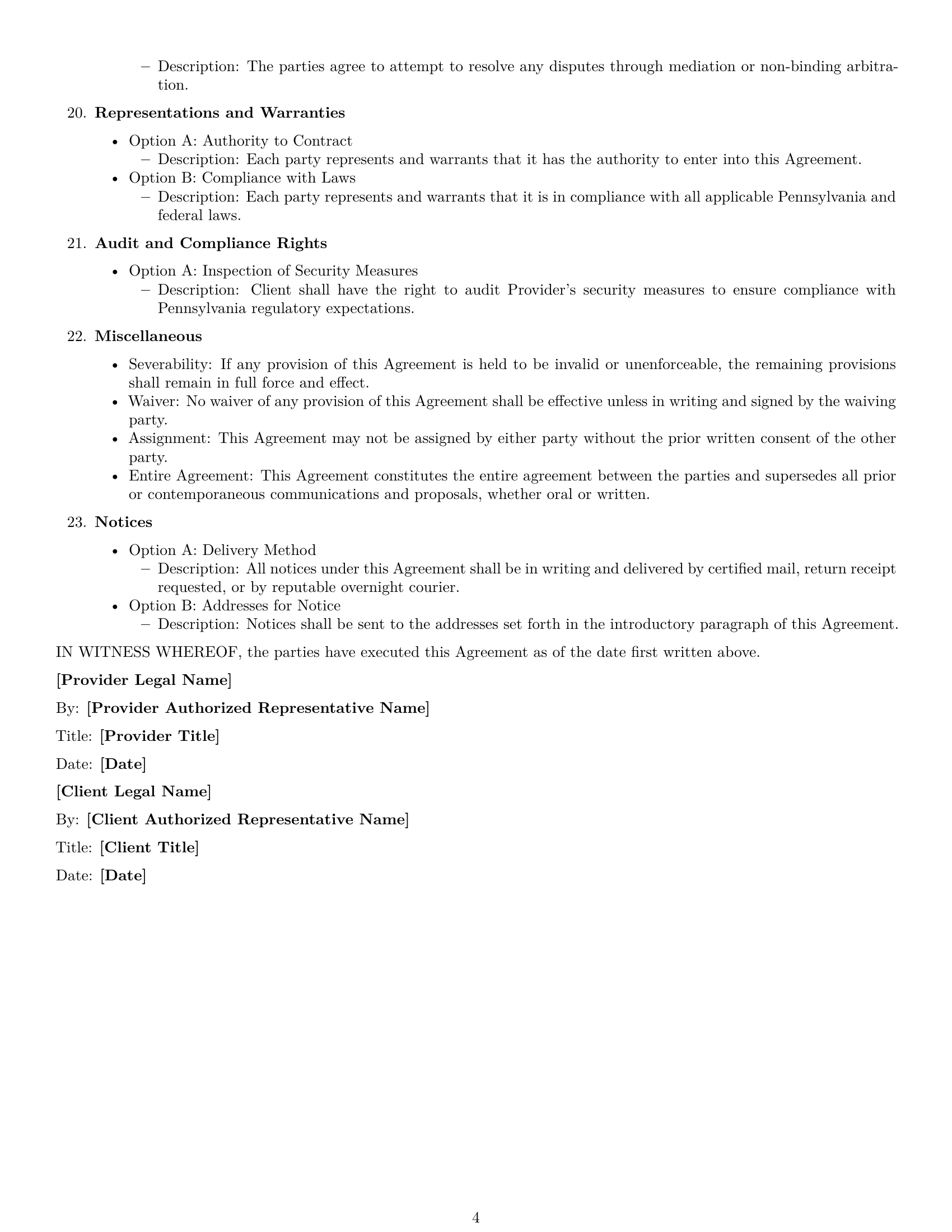 Preview page 4 of Free Pennsylvania IT service contract template