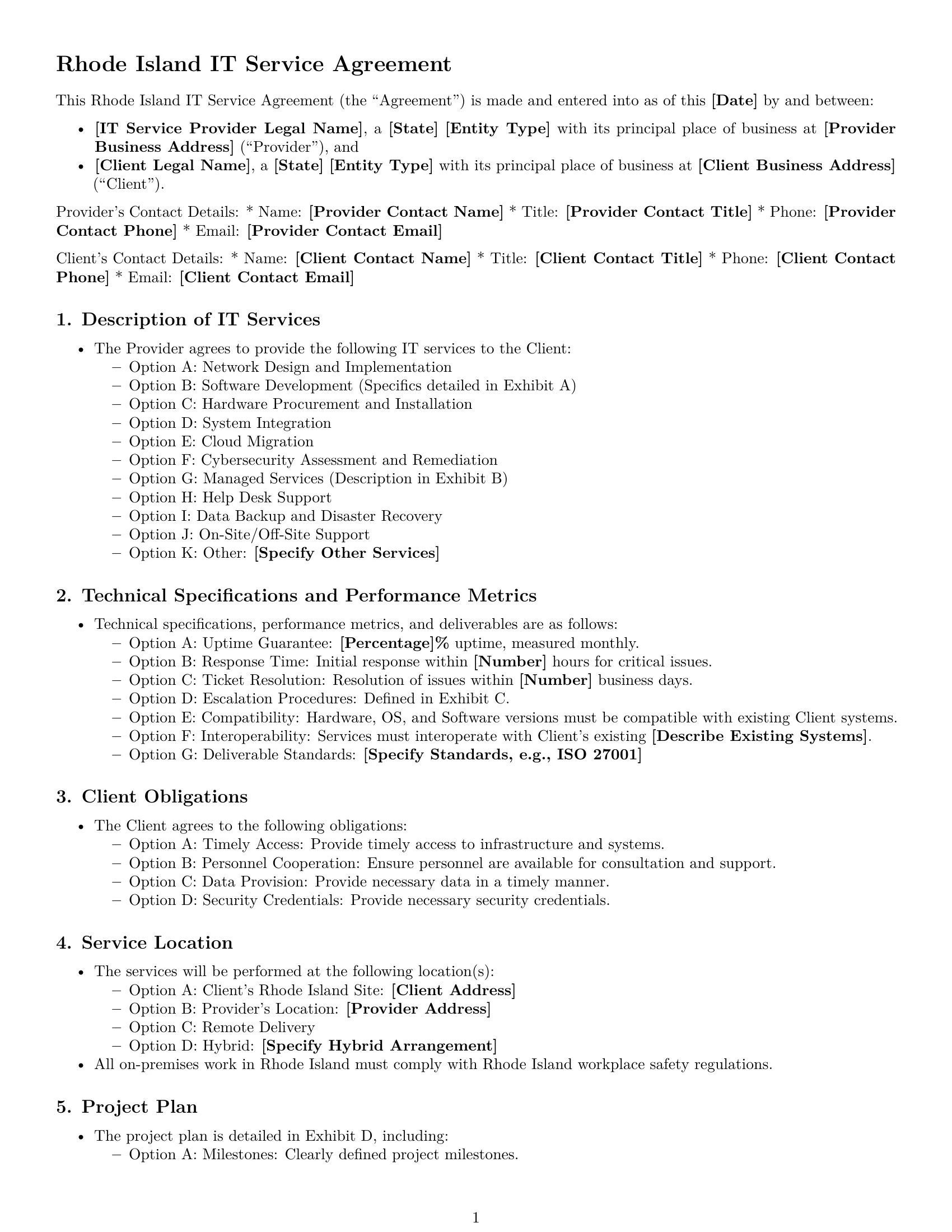 Preview page 1 of Free Rhode Island IT service contract template