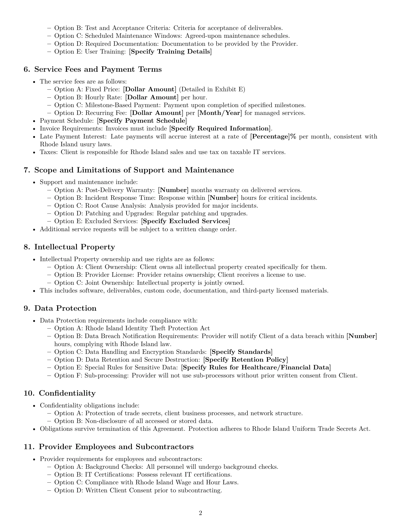 Preview page 2 of Free Rhode Island IT service contract template