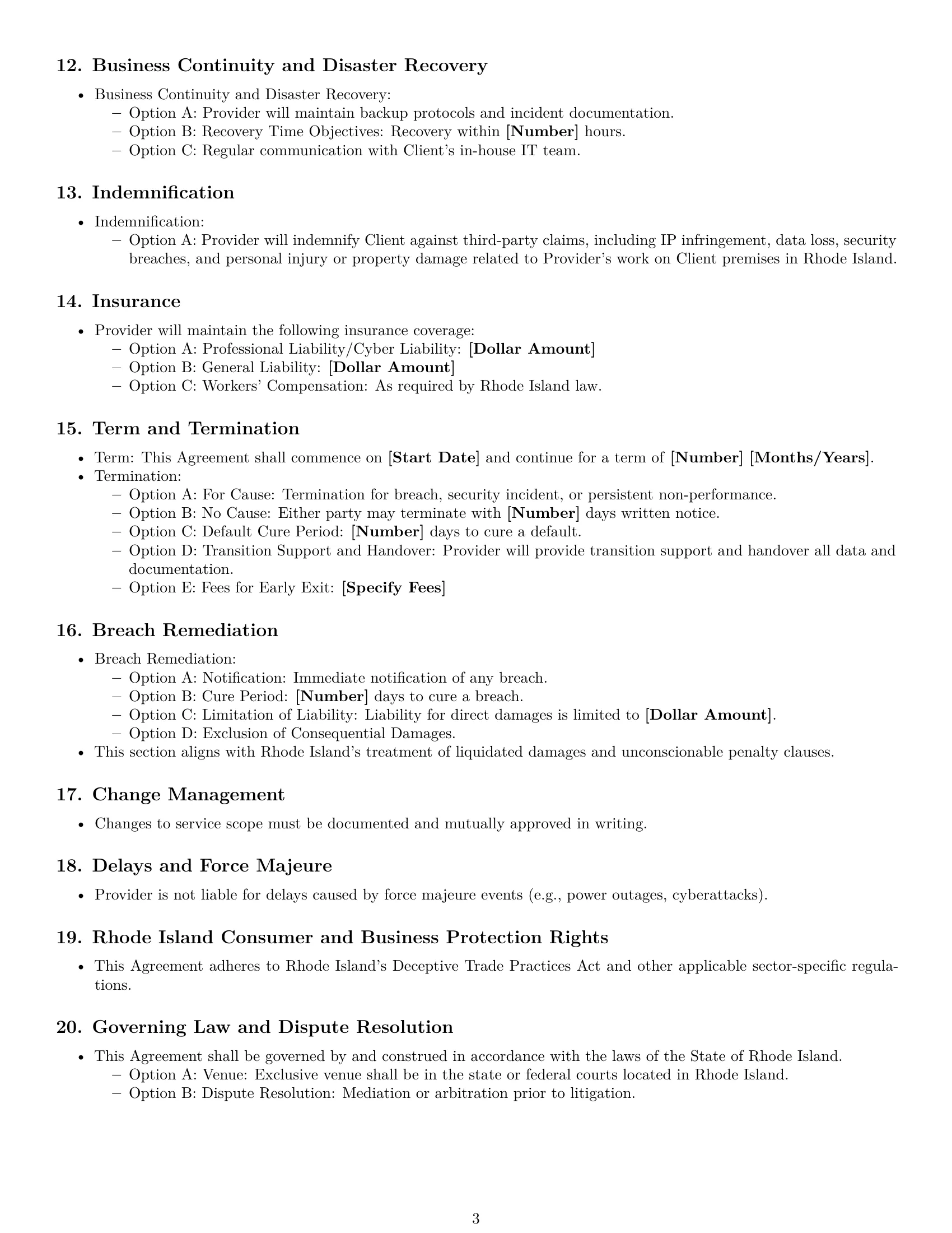 Preview page 3 of Free Rhode Island IT service contract template
