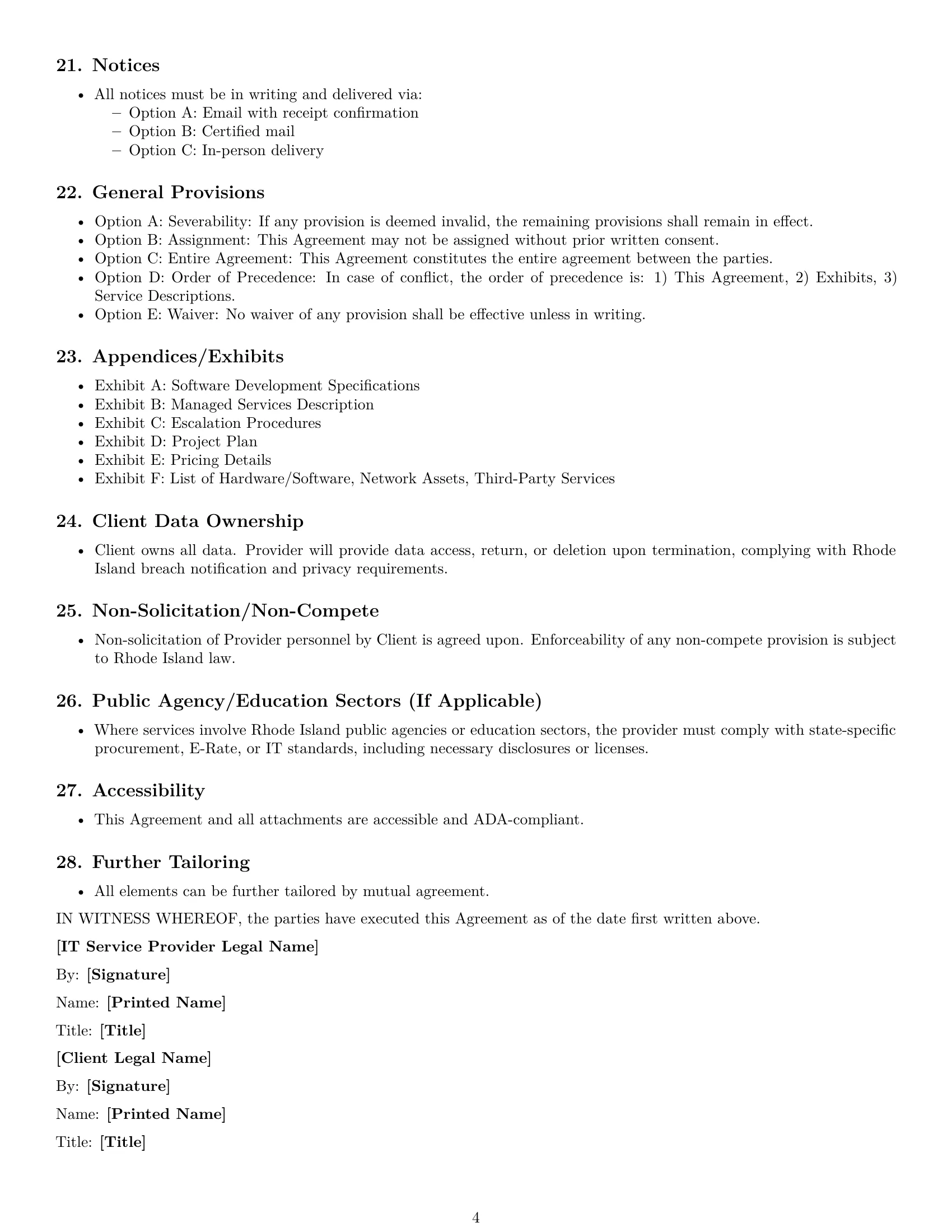 Preview page 4 of Free Rhode Island IT service contract template