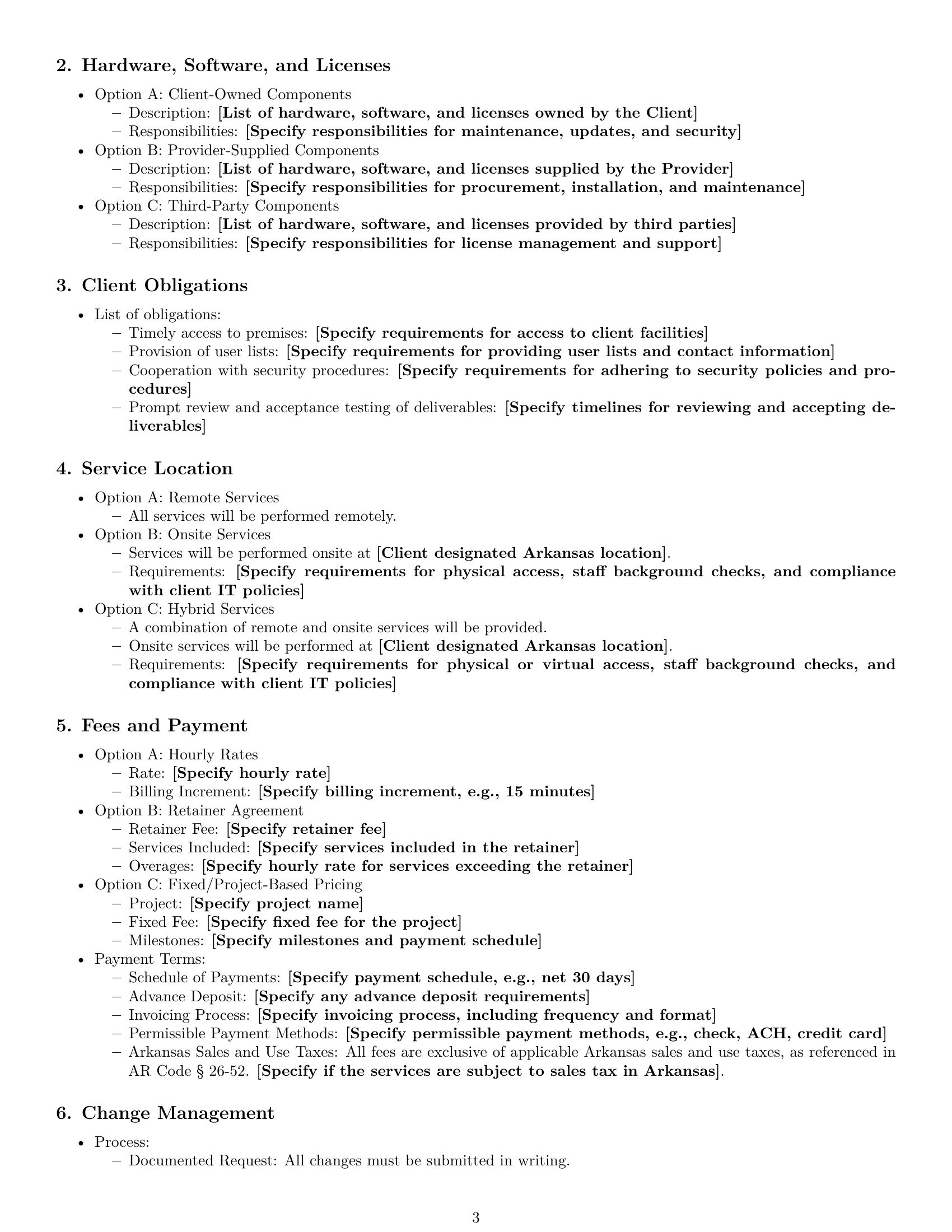 Preview page 3 of Free Arkansas IT service contract template