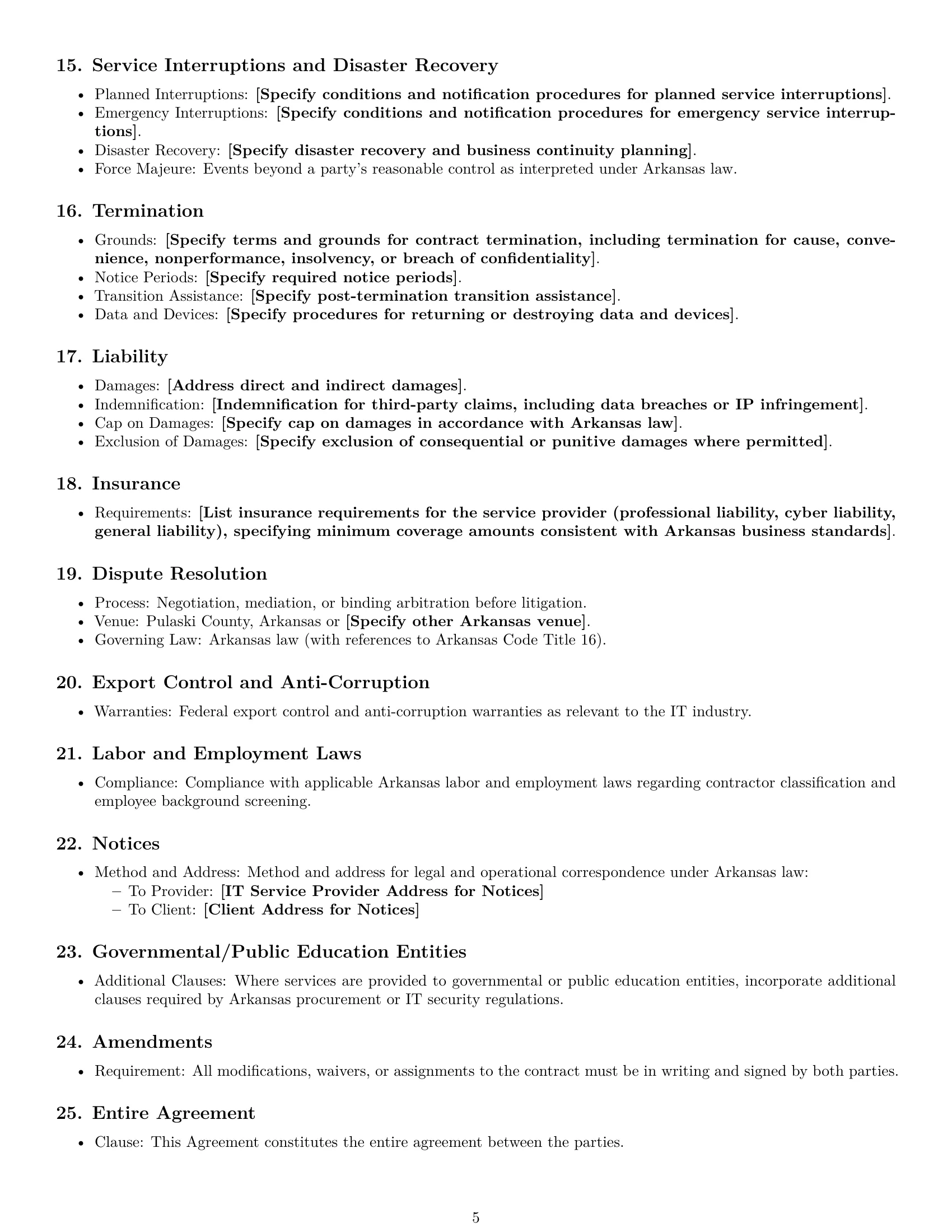 Preview page 5 of Free Arkansas IT service contract template