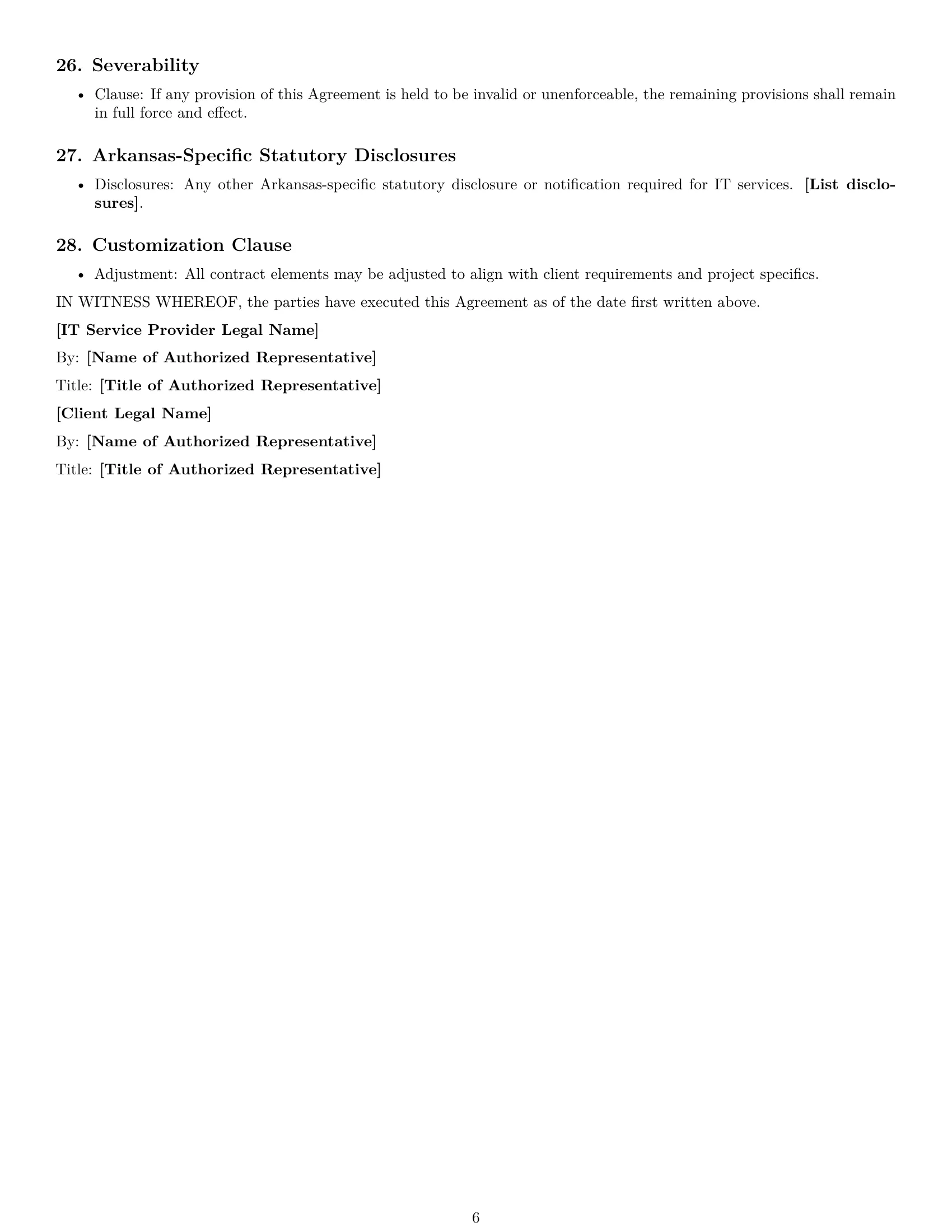 Preview page 6 of Free Arkansas IT service contract template