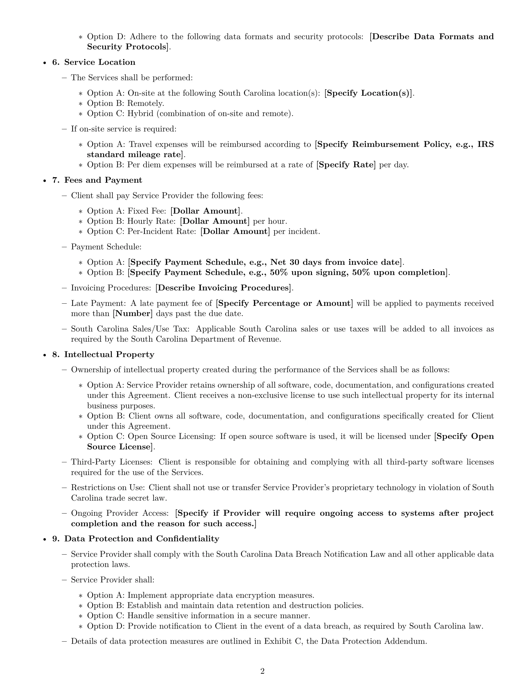 Preview page 2 of Free South Carolina IT service contract template