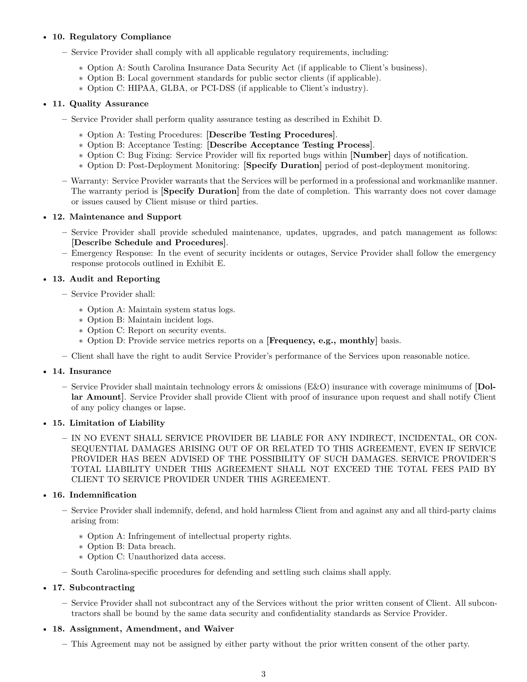 Preview page 3 of Free South Carolina IT service contract template
