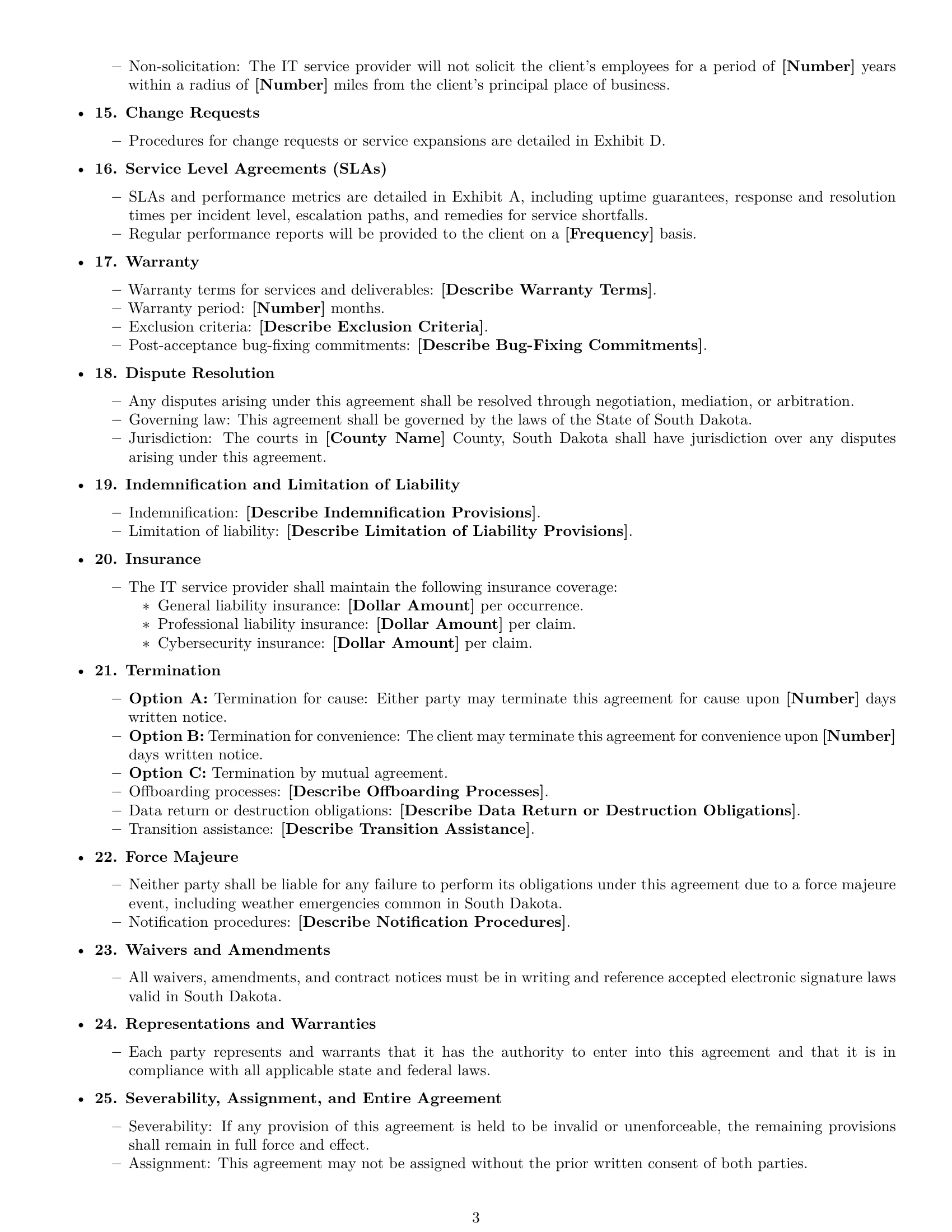 Preview page 3 of Free South Dakota IT service contract template