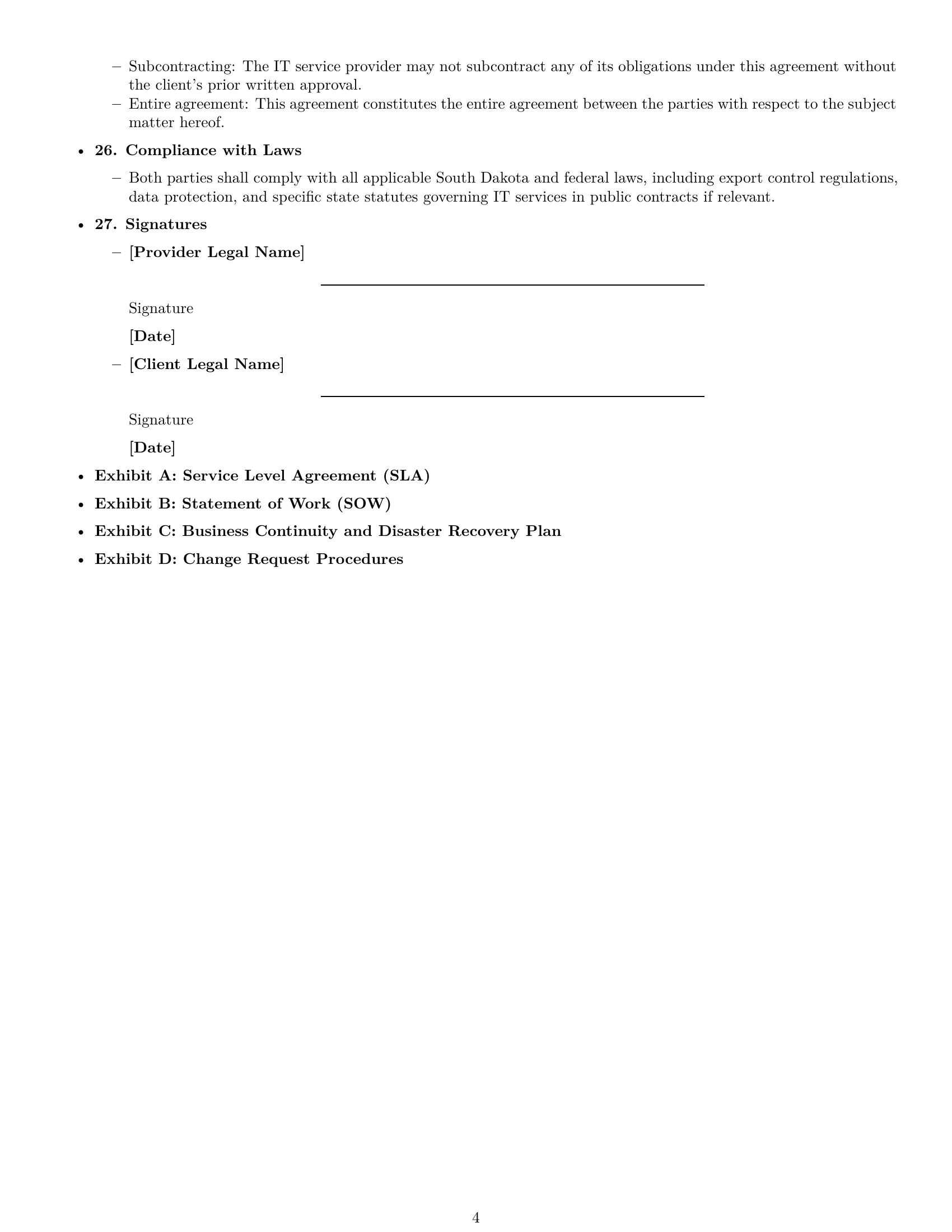 Preview page 4 of Free South Dakota IT service contract template