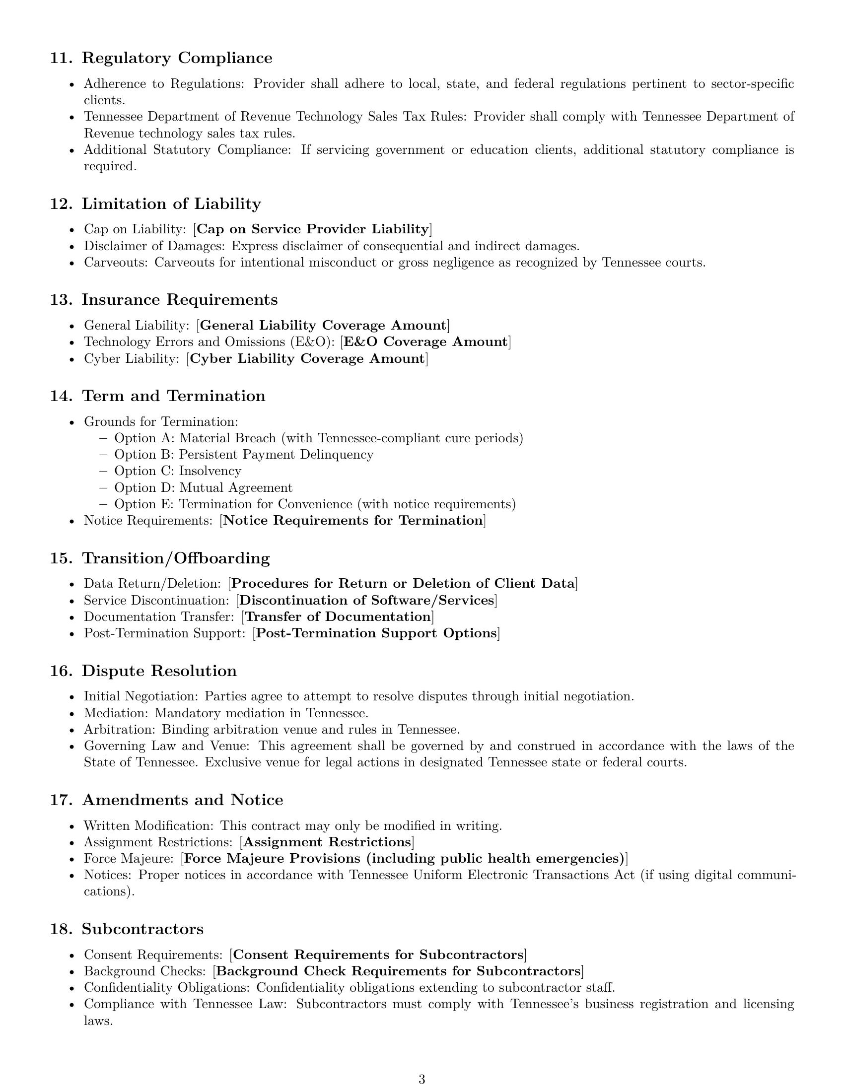 Preview page 3 of Free Tennessee IT service contract template