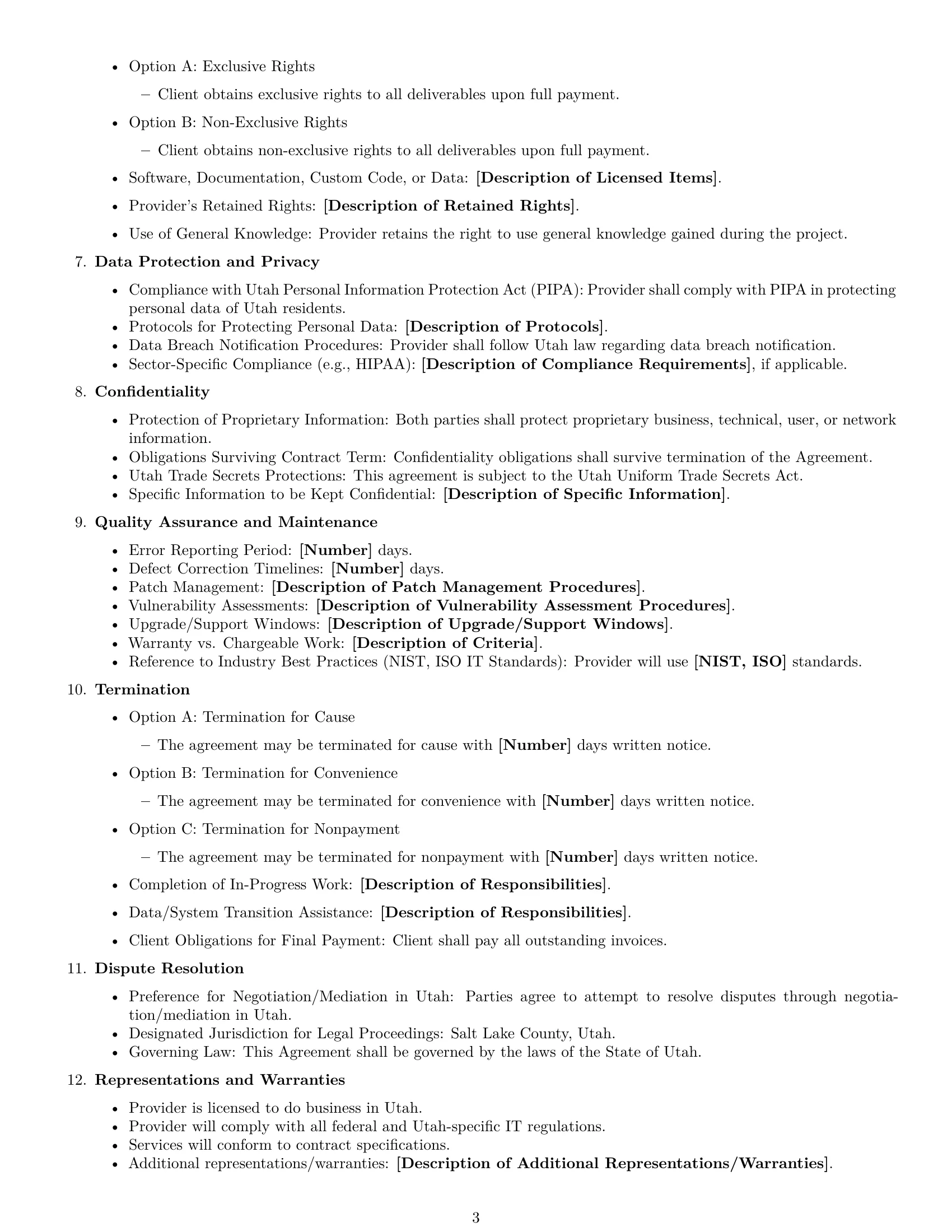 Preview page 3 of Free Utah IT service contract template