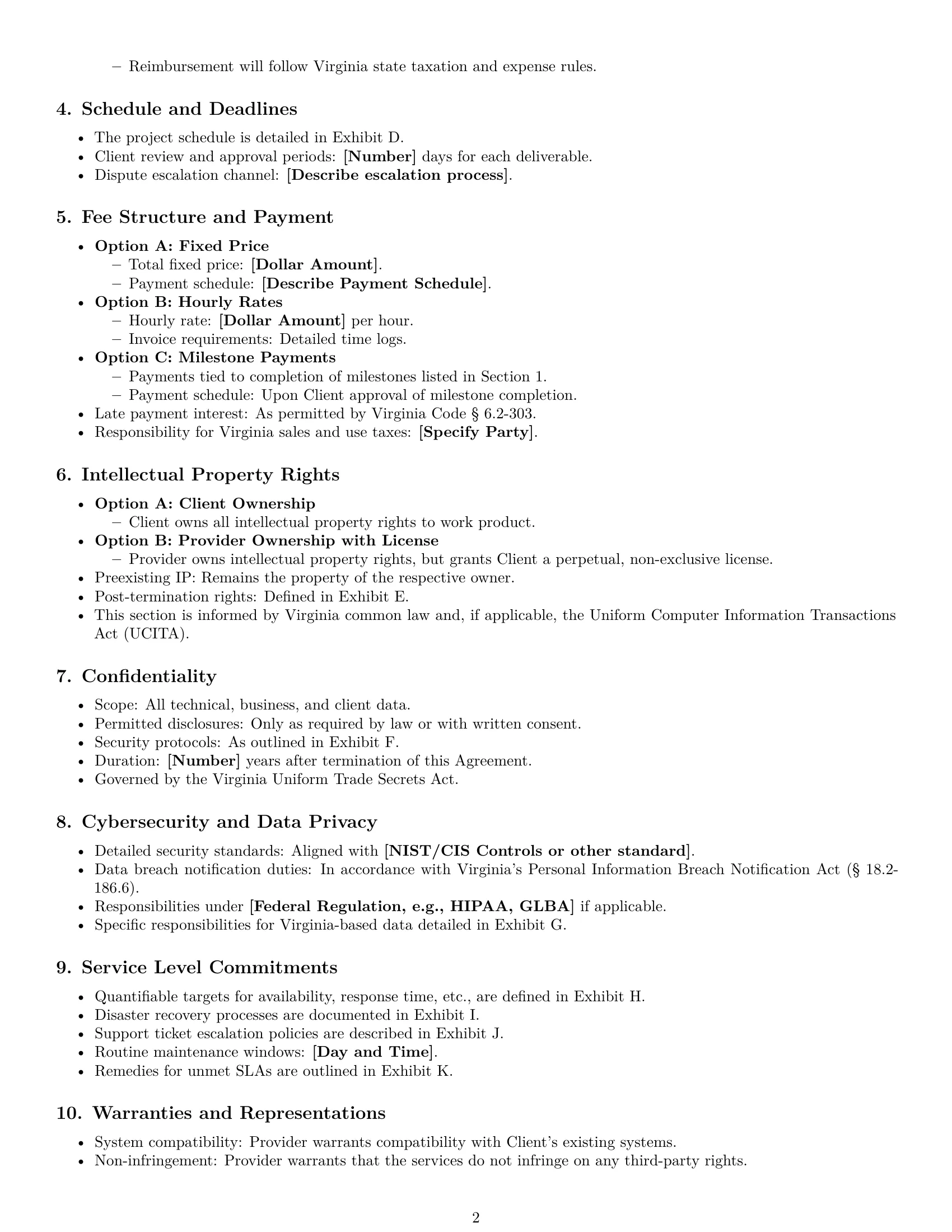 Preview page 2 of Free Virginia IT service contract template