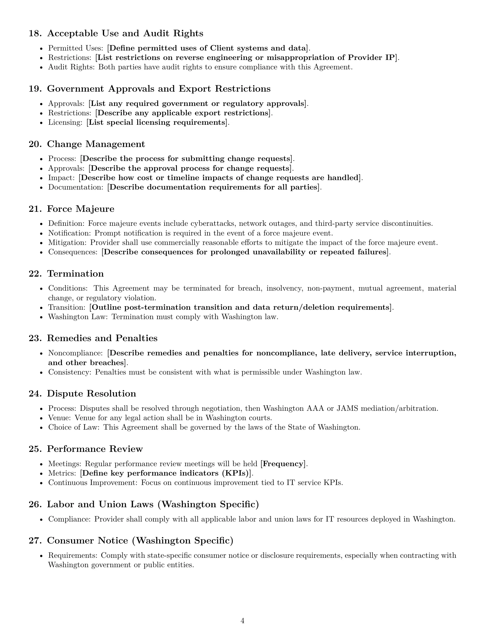Preview page 4 of Free Washington IT service contract template