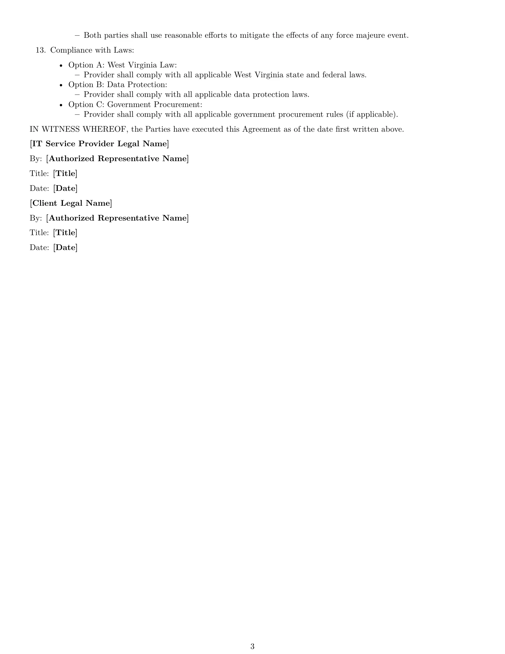Preview page 3 of Free West Virginia IT service contract template