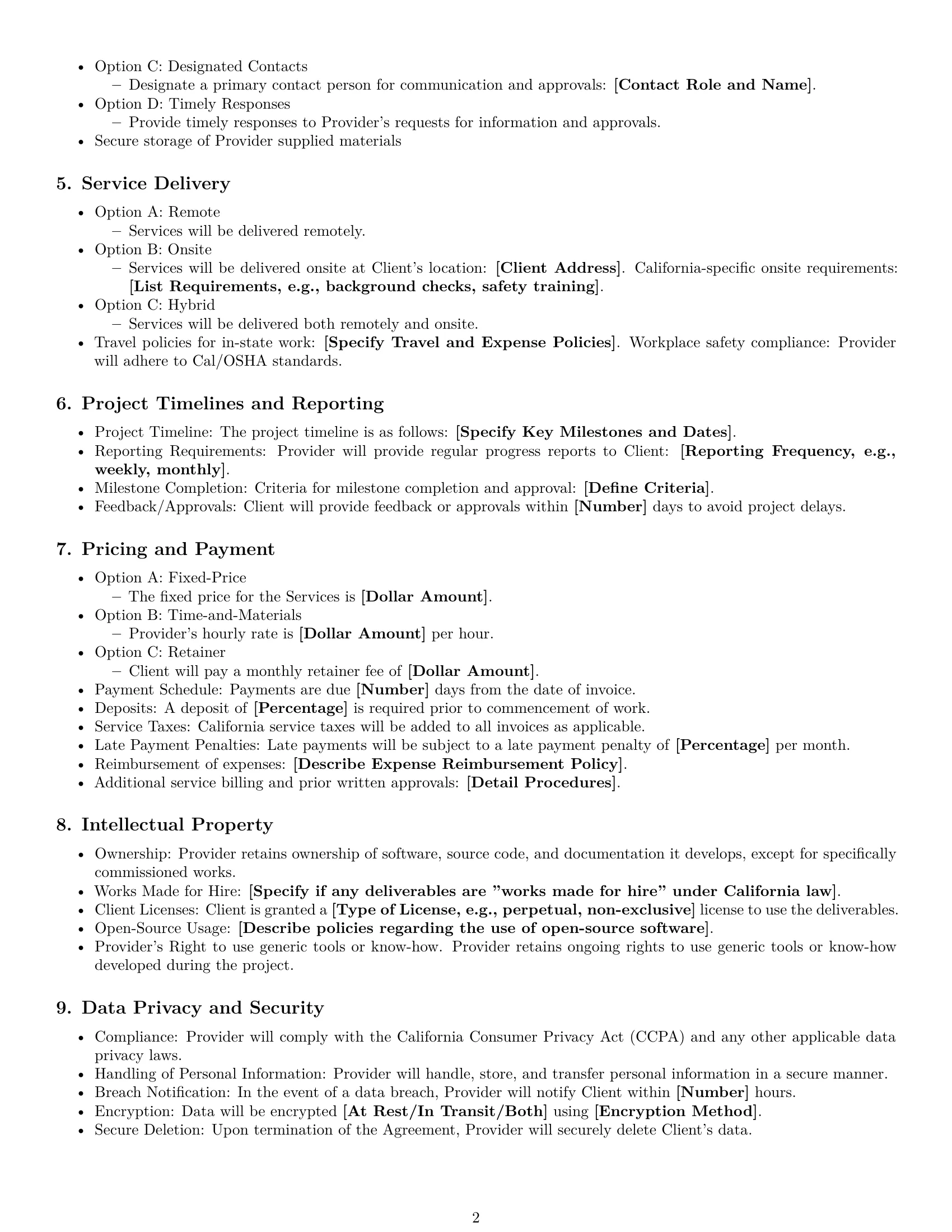 Preview page 2 of Free California IT service contract template