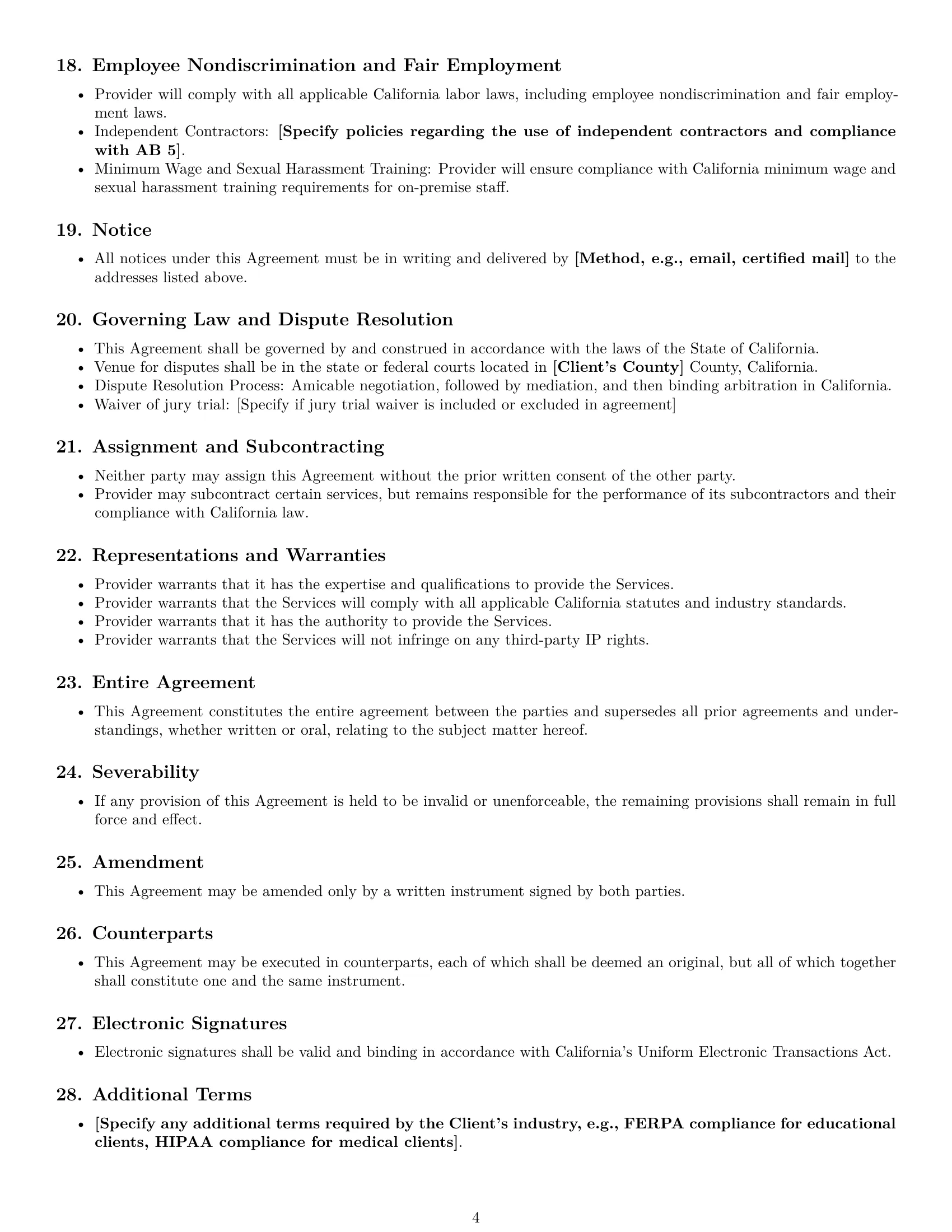 Preview page 4 of Free California IT service contract template