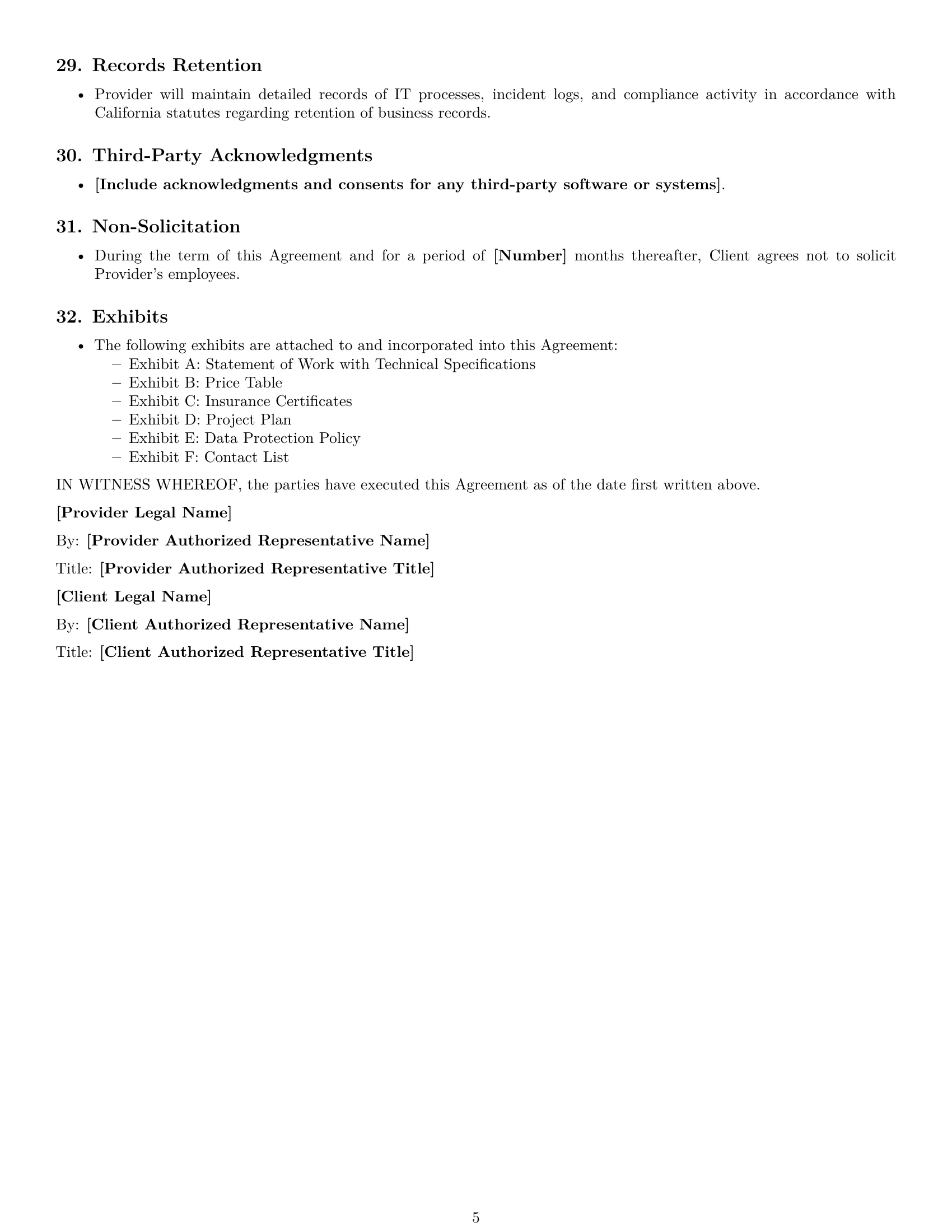 Preview page 5 of Free California IT service contract template