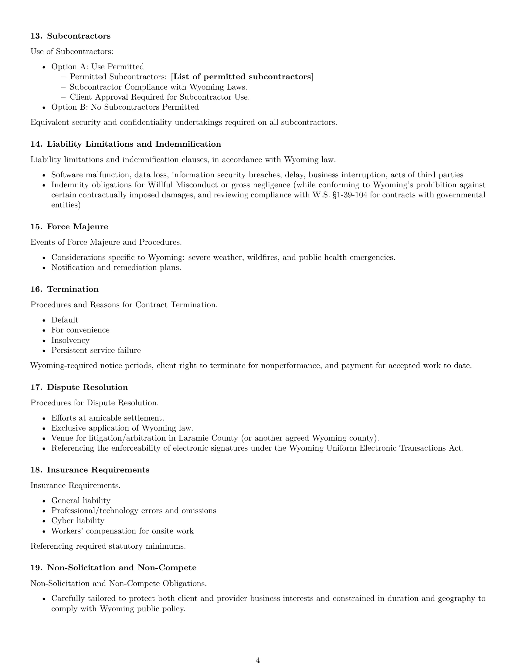 Preview page 4 of Free Wyoming IT service contract template