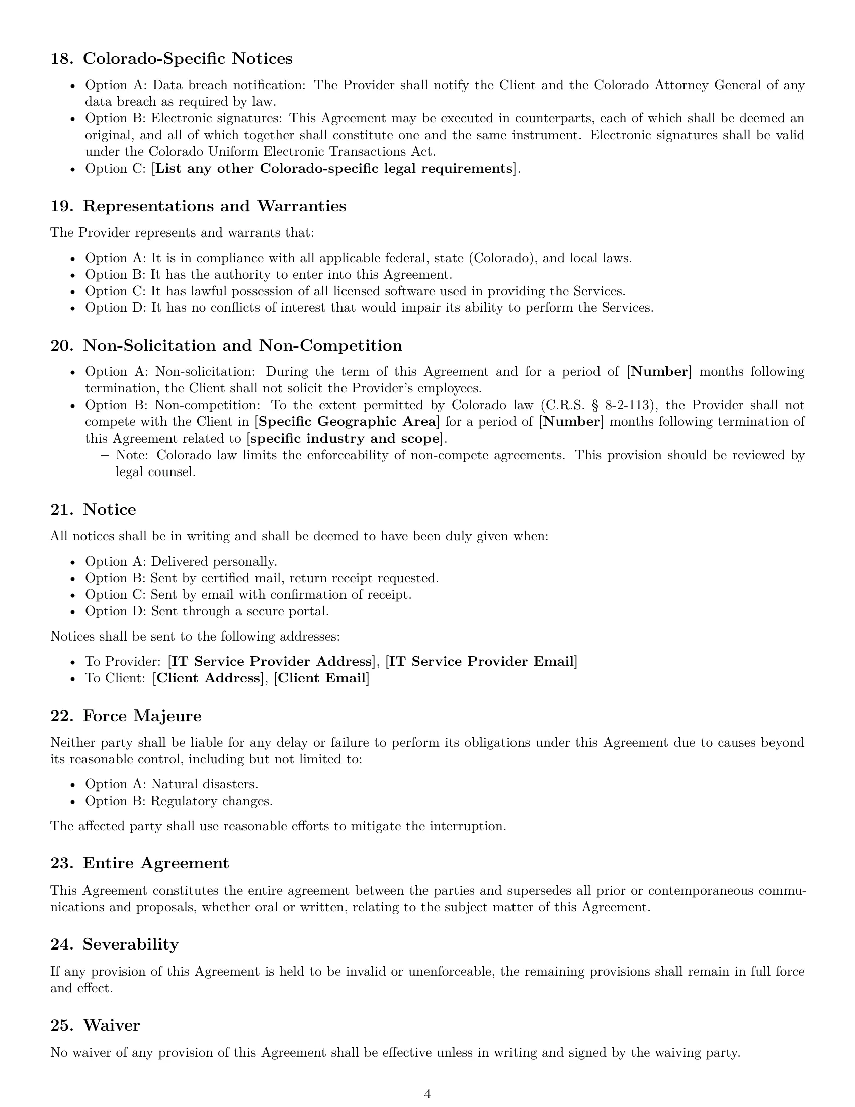 Preview page 4 of Free Colorado IT service contract template
