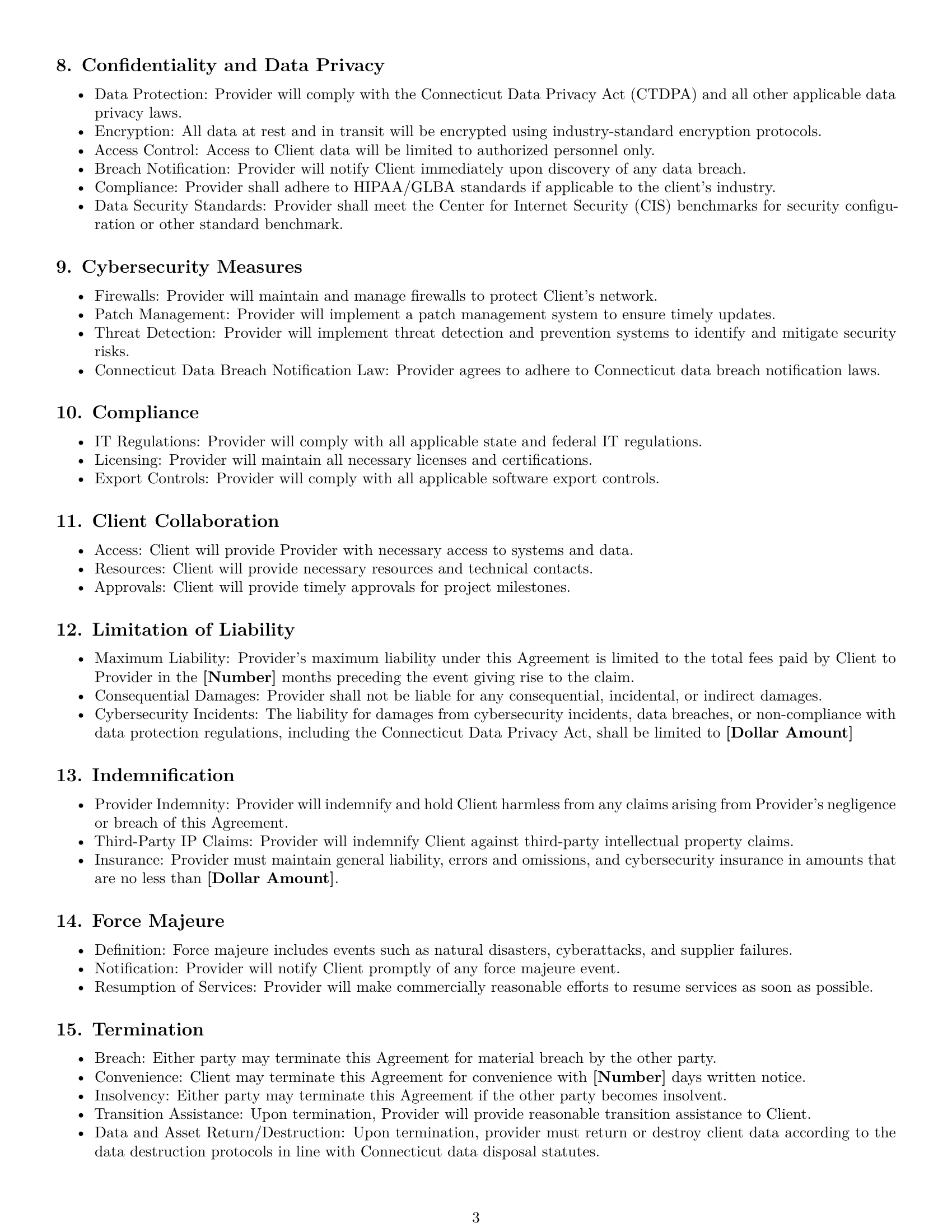 Preview page 3 of Free Connecticut IT service contract template