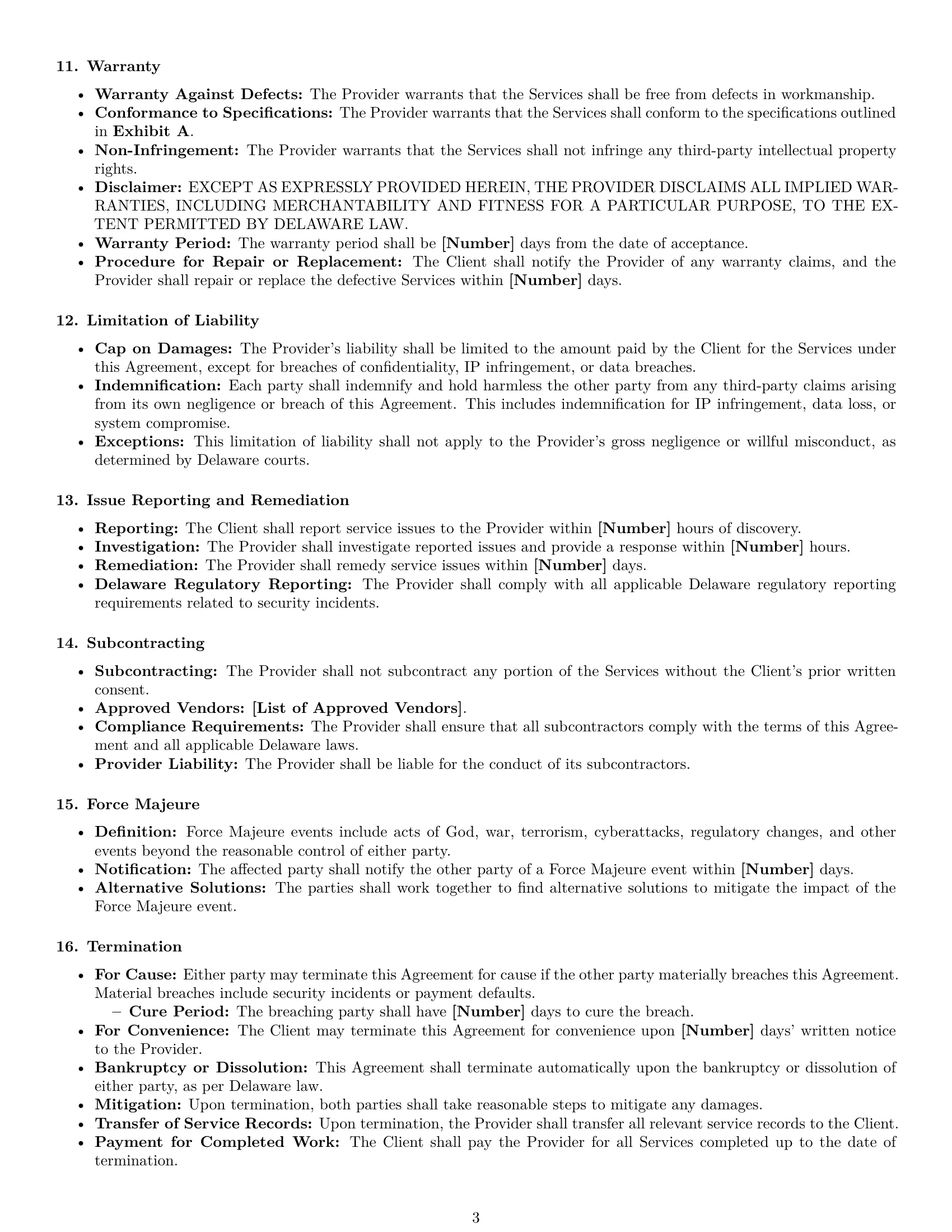 Preview page 3 of Free Delaware IT service contract template