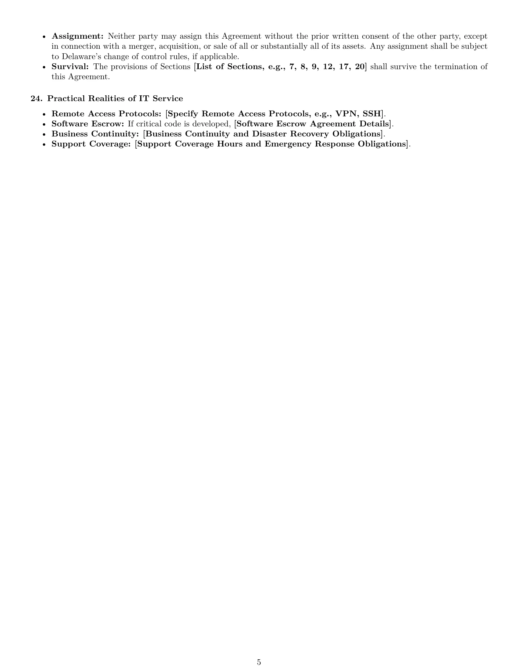 Preview page 5 of Free Delaware IT service contract template