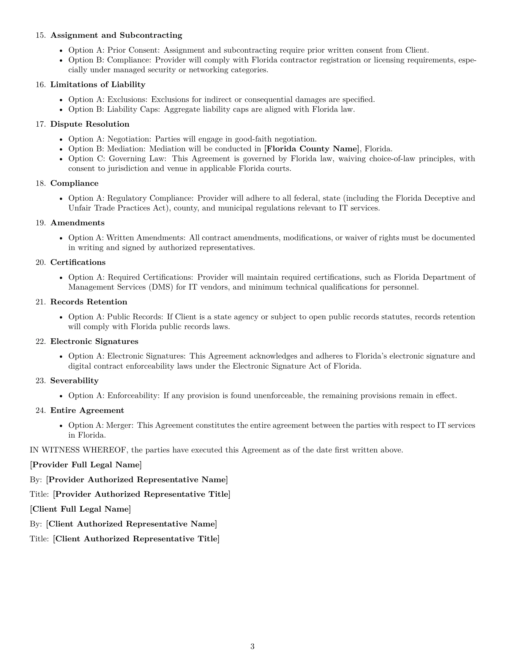 Preview page 3 of Free Florida IT service contract template