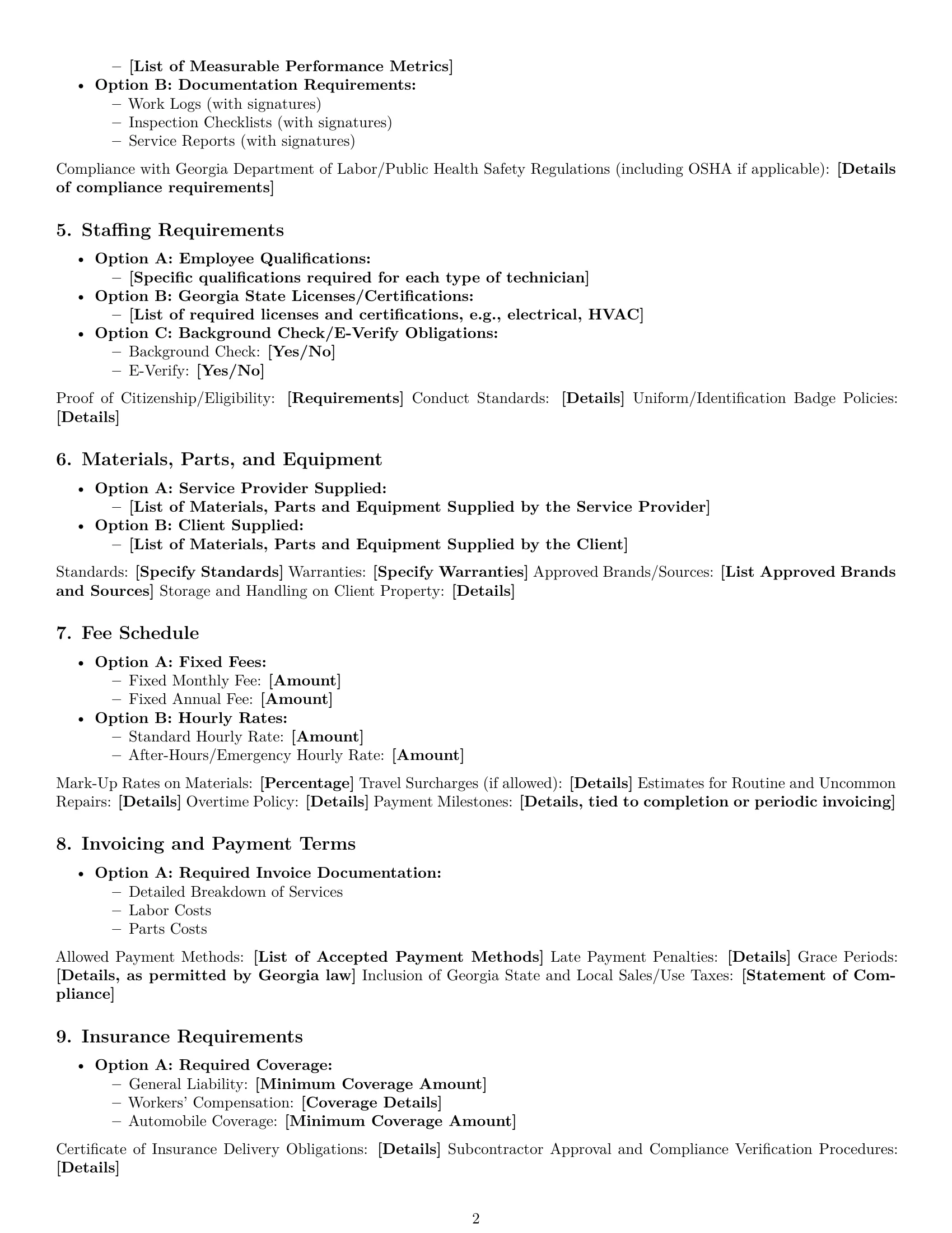 Preview page 2 of Free Georgia maintenance service contract template