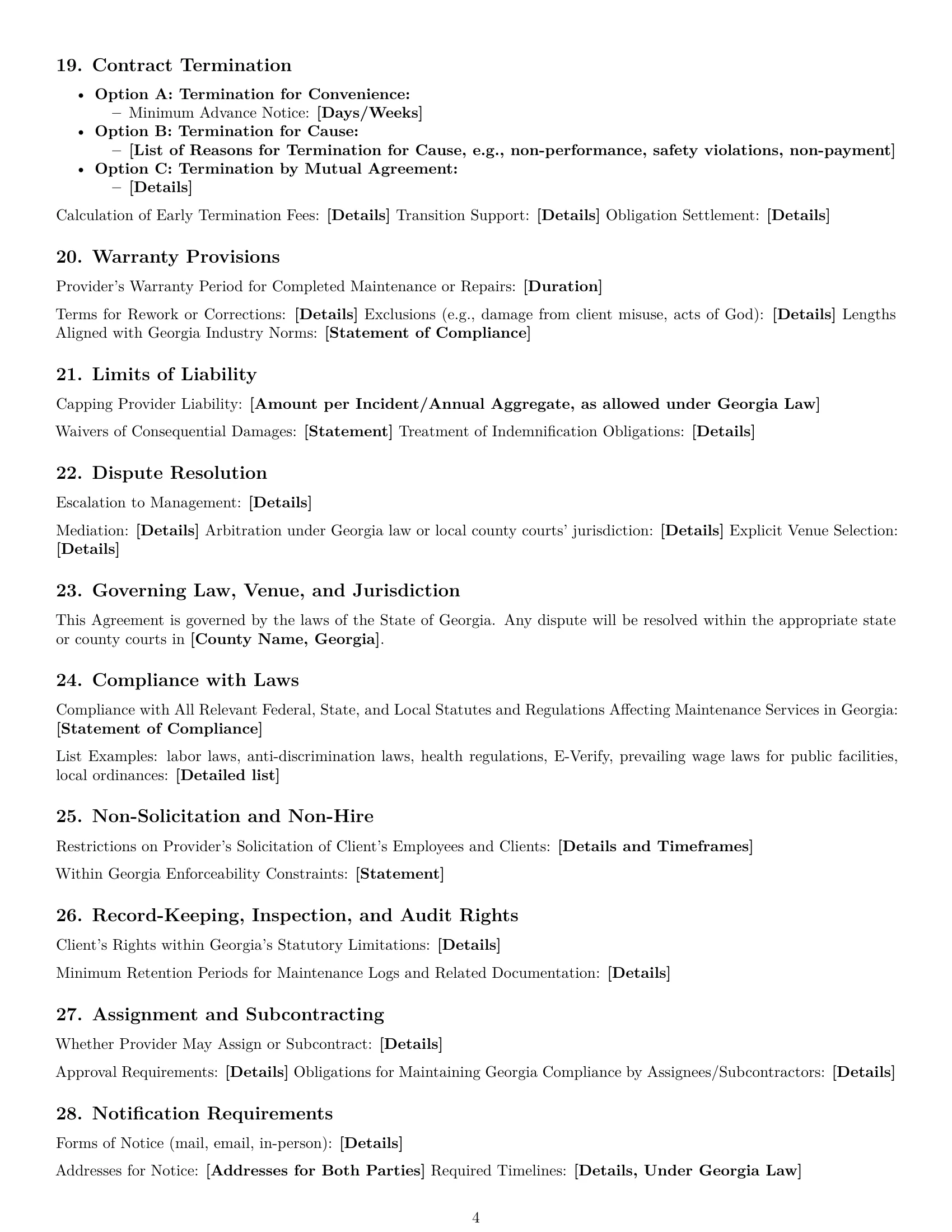 Preview page 4 of Free Georgia maintenance service contract template